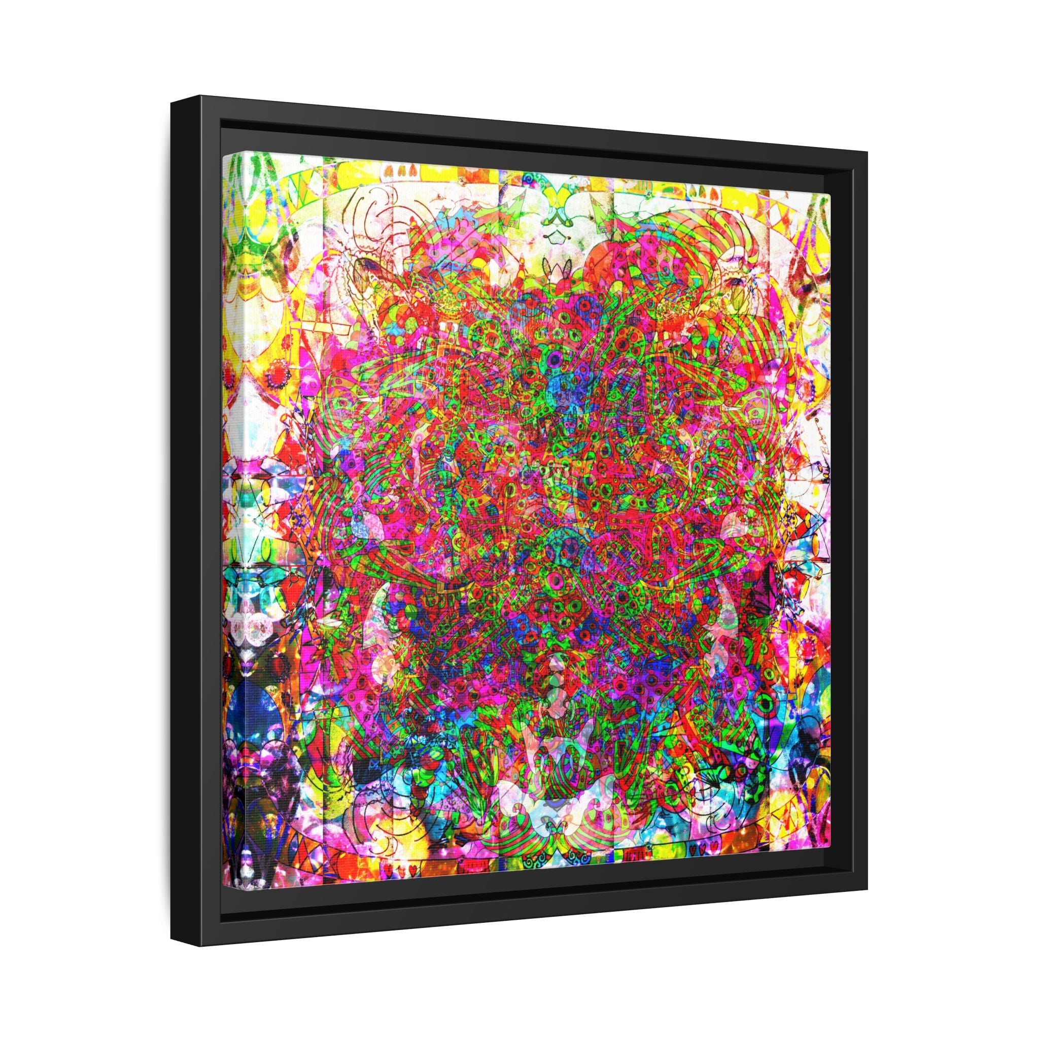 Neon Swirl Party Extravaganza Canvas Art — Vibrant Kaleidoscope Wall Print
