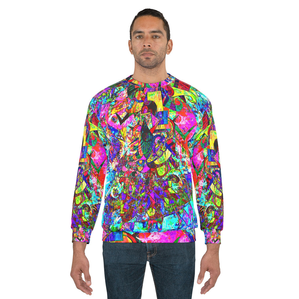 Love Monster - Psychedelic Abstract All-Over Print Sweatshirt — Vibrant Colorful Art Crewneck
