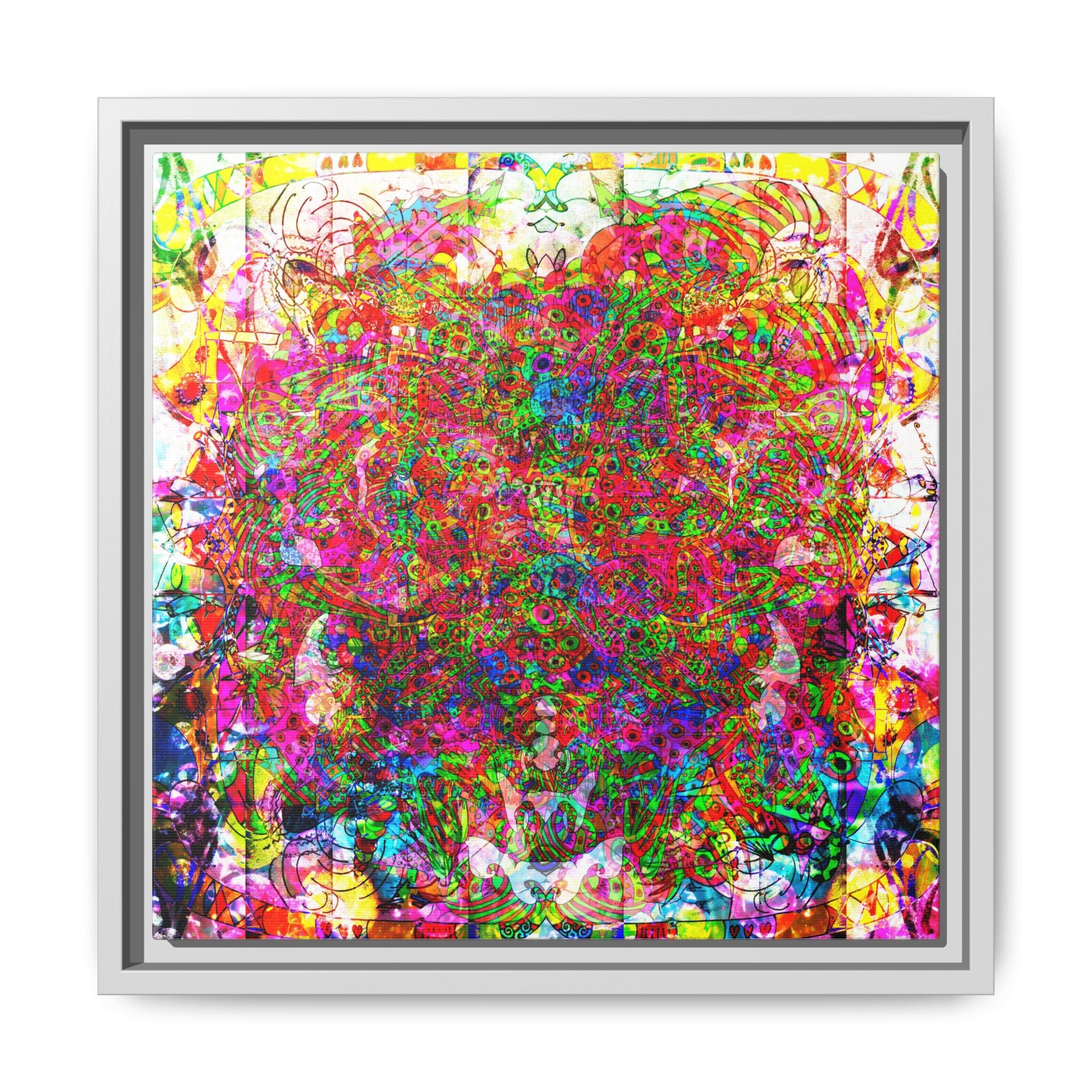 Neon Swirl Party Extravaganza Canvas Art — Vibrant Kaleidoscope Wall Print