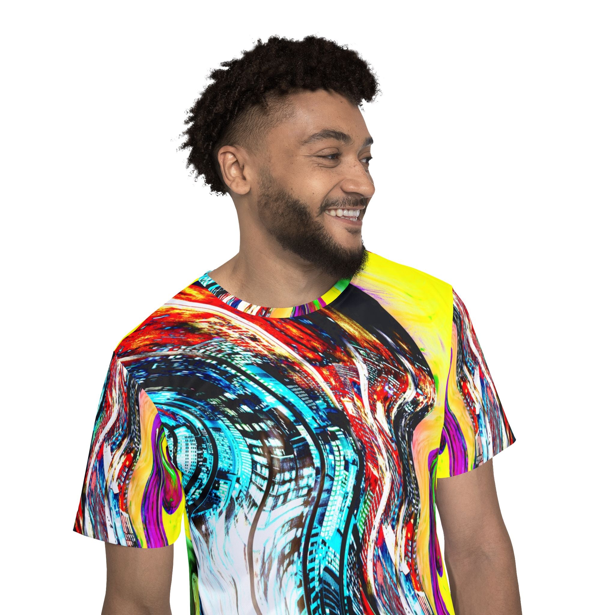 Slip And Slide - Abstract Neon Swirl Sports Jersey — Men's All-Over Athletic Print