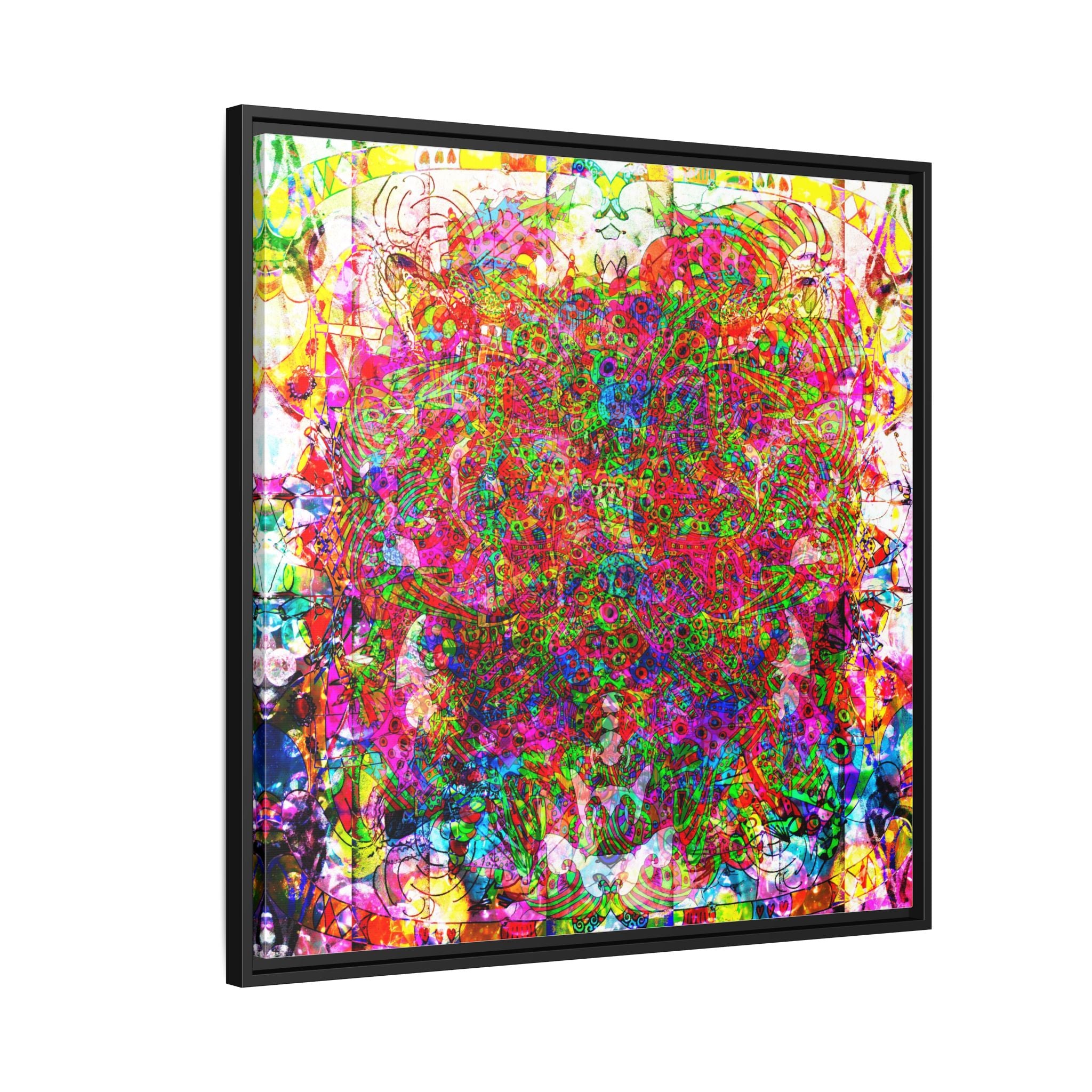 Neon Swirl Party Extravaganza Canvas Art — Vibrant Kaleidoscope Wall Print