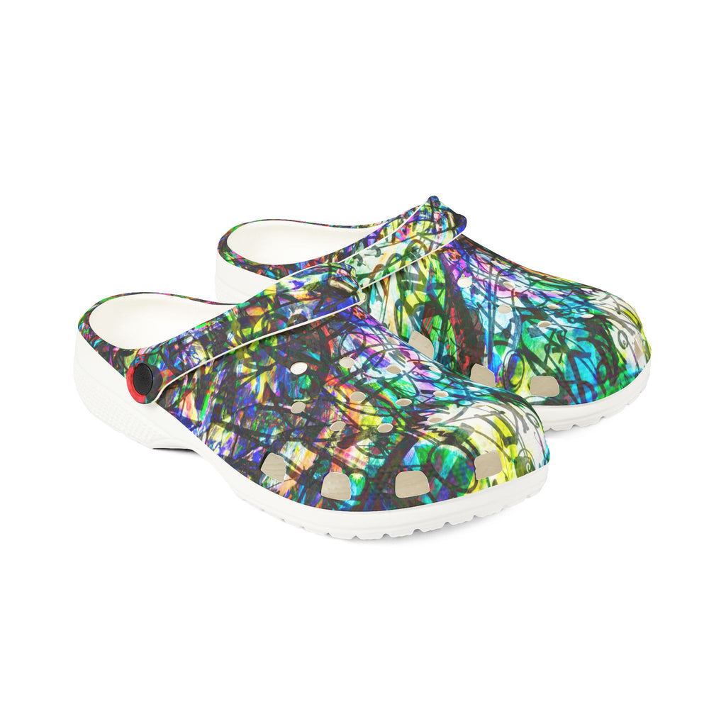 The Real Time Is Now 2015 - Abstract Colorful Garden EVA Foam Clogs — Lightweight Printed Slip-On Shoes