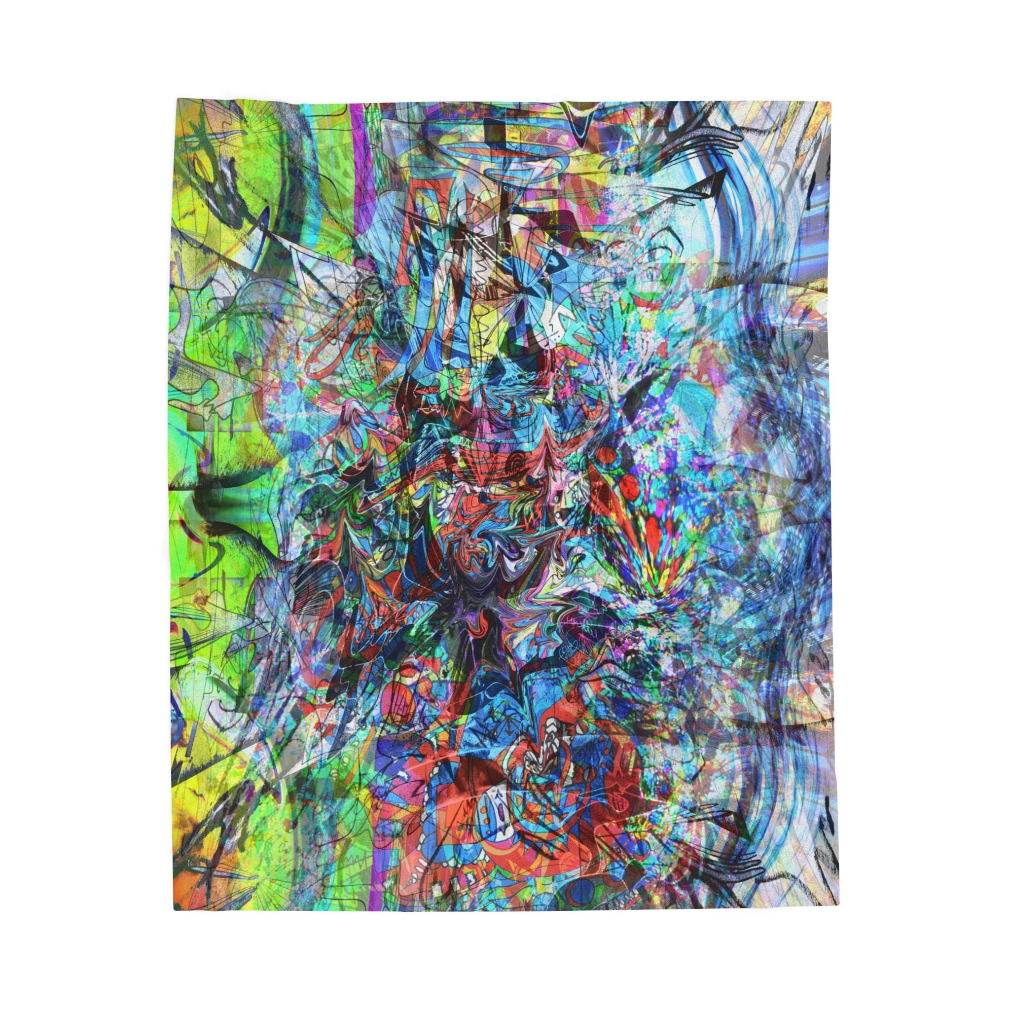 Now You're Stuck 44 Plush Blanket – Vibrant Psychedelic Throw for Home, Dorm & Gifts