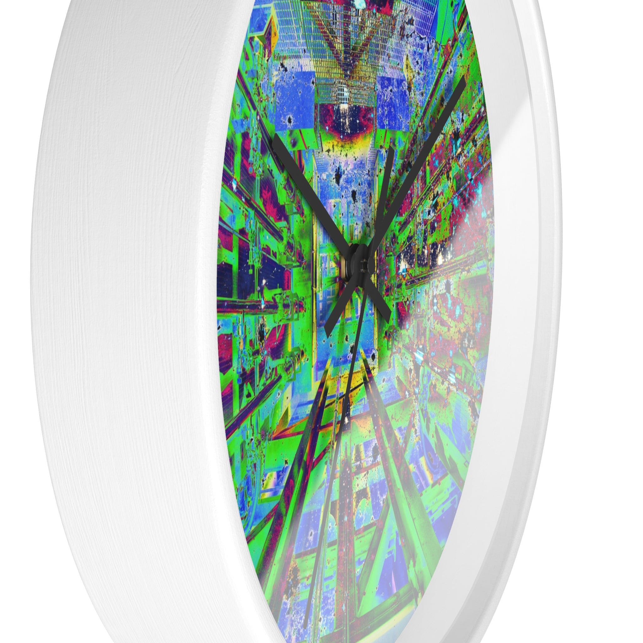 Hyperspace Room 22 Wall Clock — Abstract Retro Futurism Timepiece