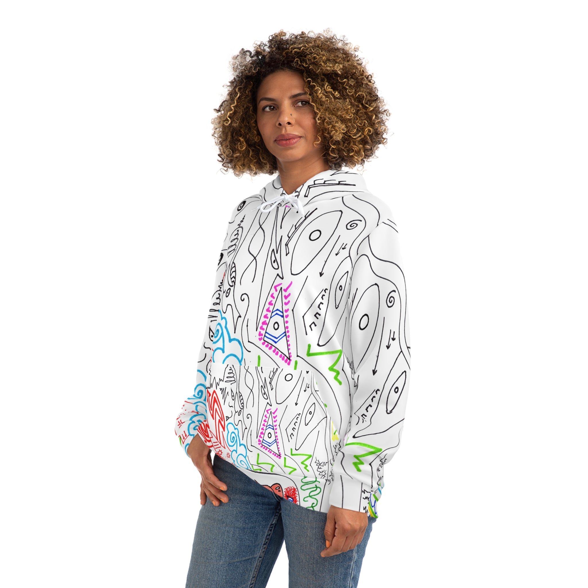 Abstract Doodle Hoodie (Collaboration with Blair Jones) — Colorful Hand-Drawn Art All-Over Print