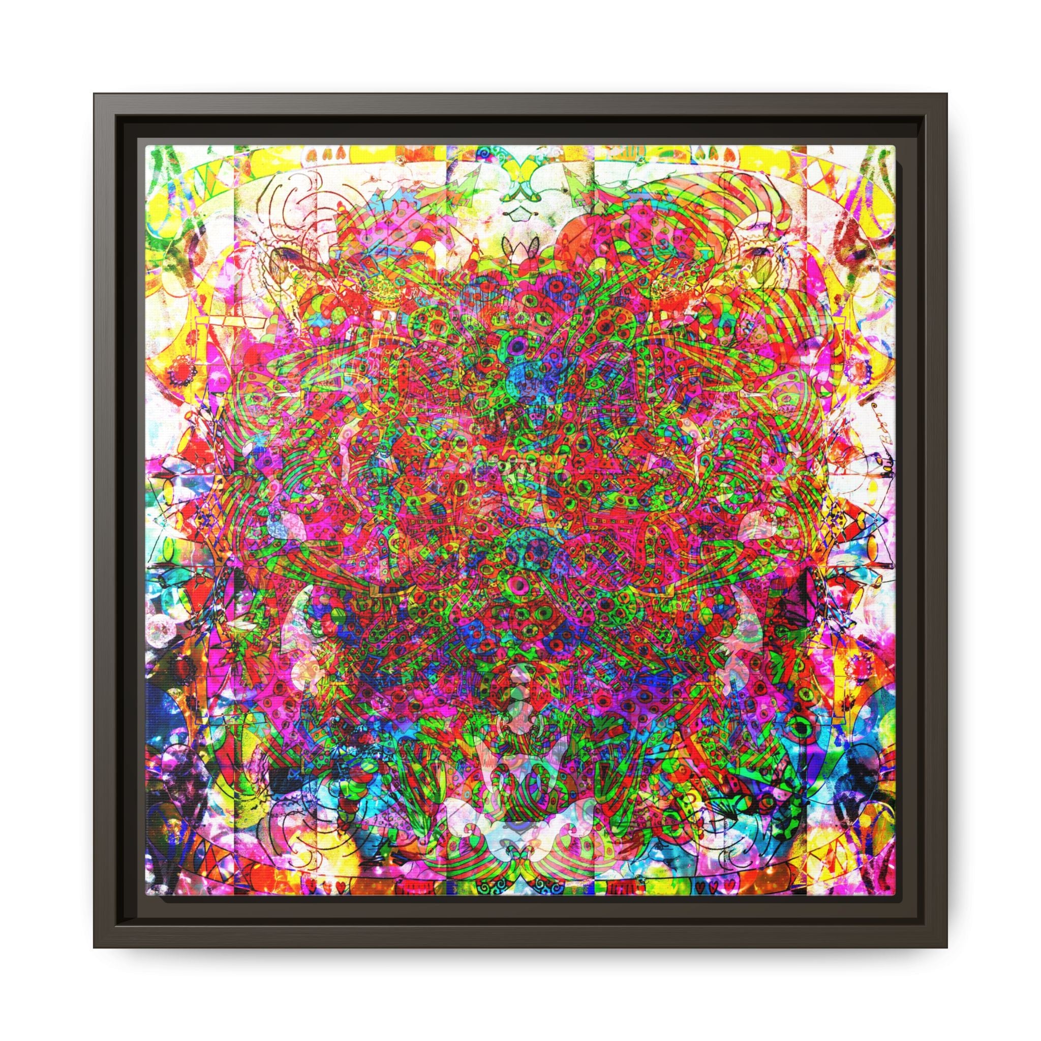 Neon Swirl Party Extravaganza Canvas Art — Vibrant Kaleidoscope Wall Print