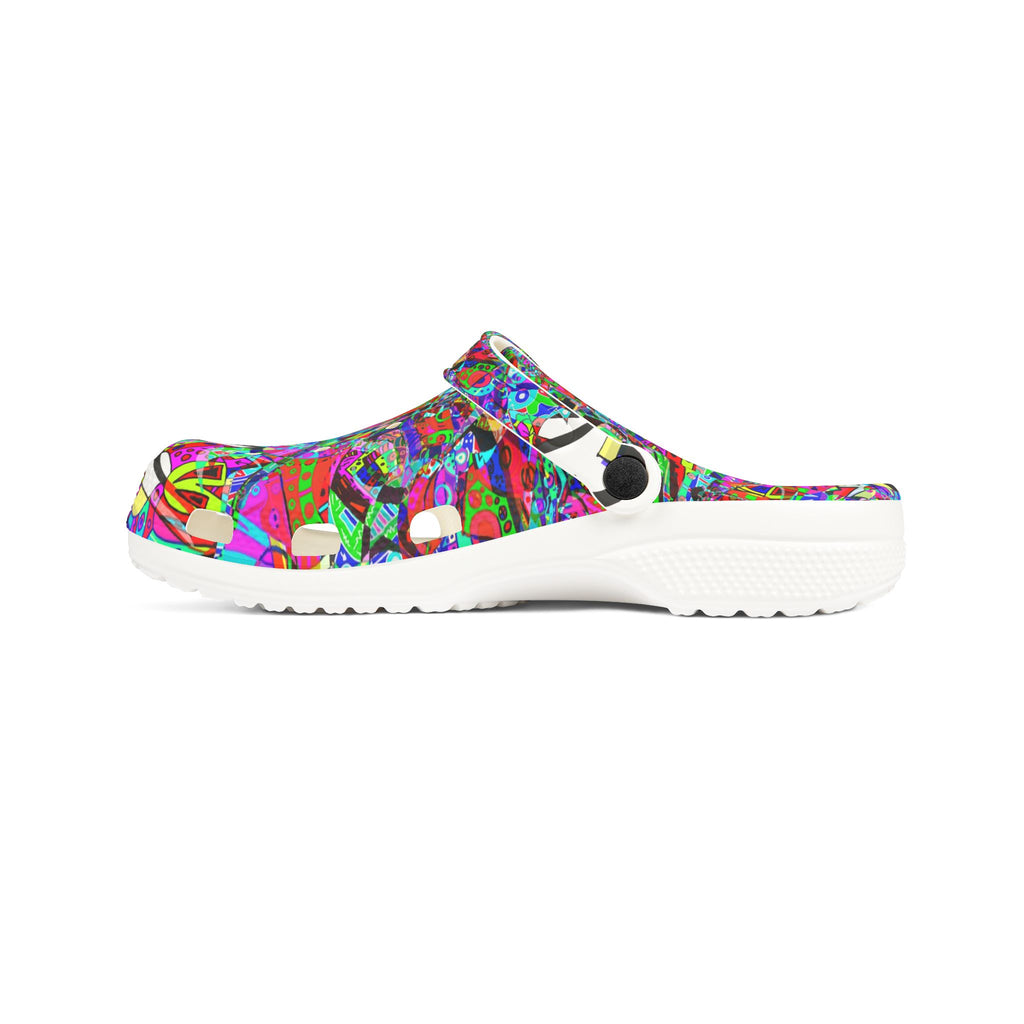 Neon Waffle Monster 12 Colorful Abstract Garden Clogs — EVA Foam Slip-On Shoes