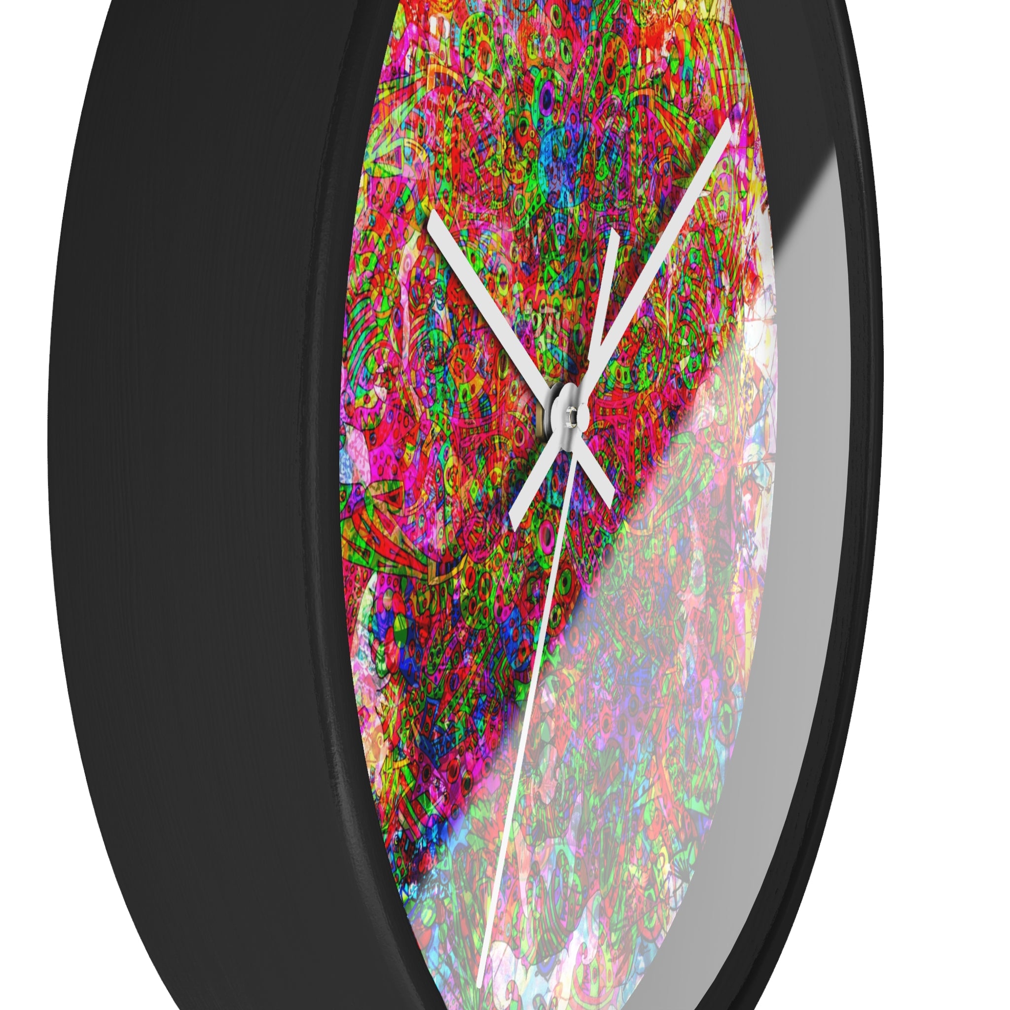 Neon Swirl Party Extravaganza Wall Clock — Colorful Psychedelic Art Timepiece