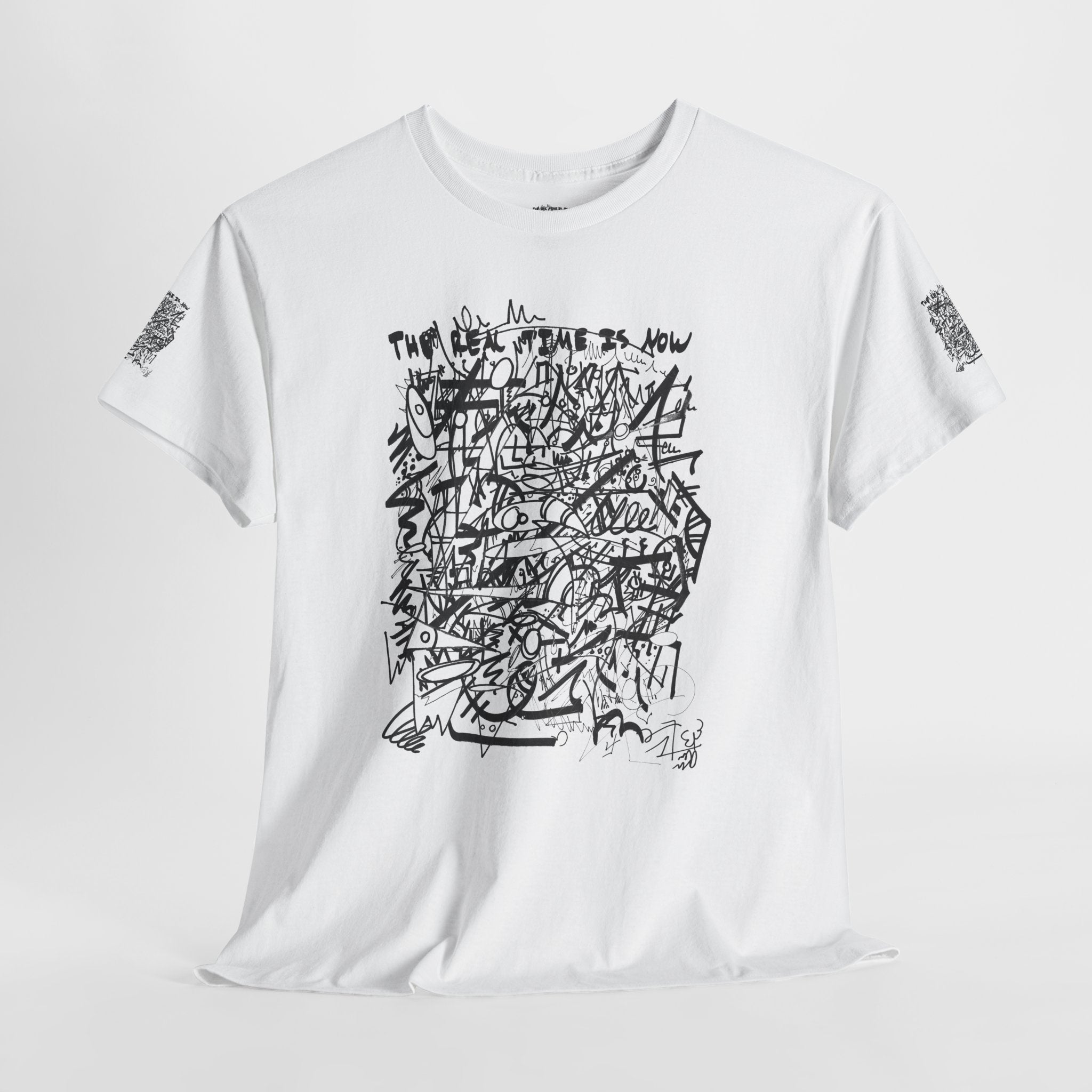 THE REAL TIME IS NOW (Black And White) T‑Shirt