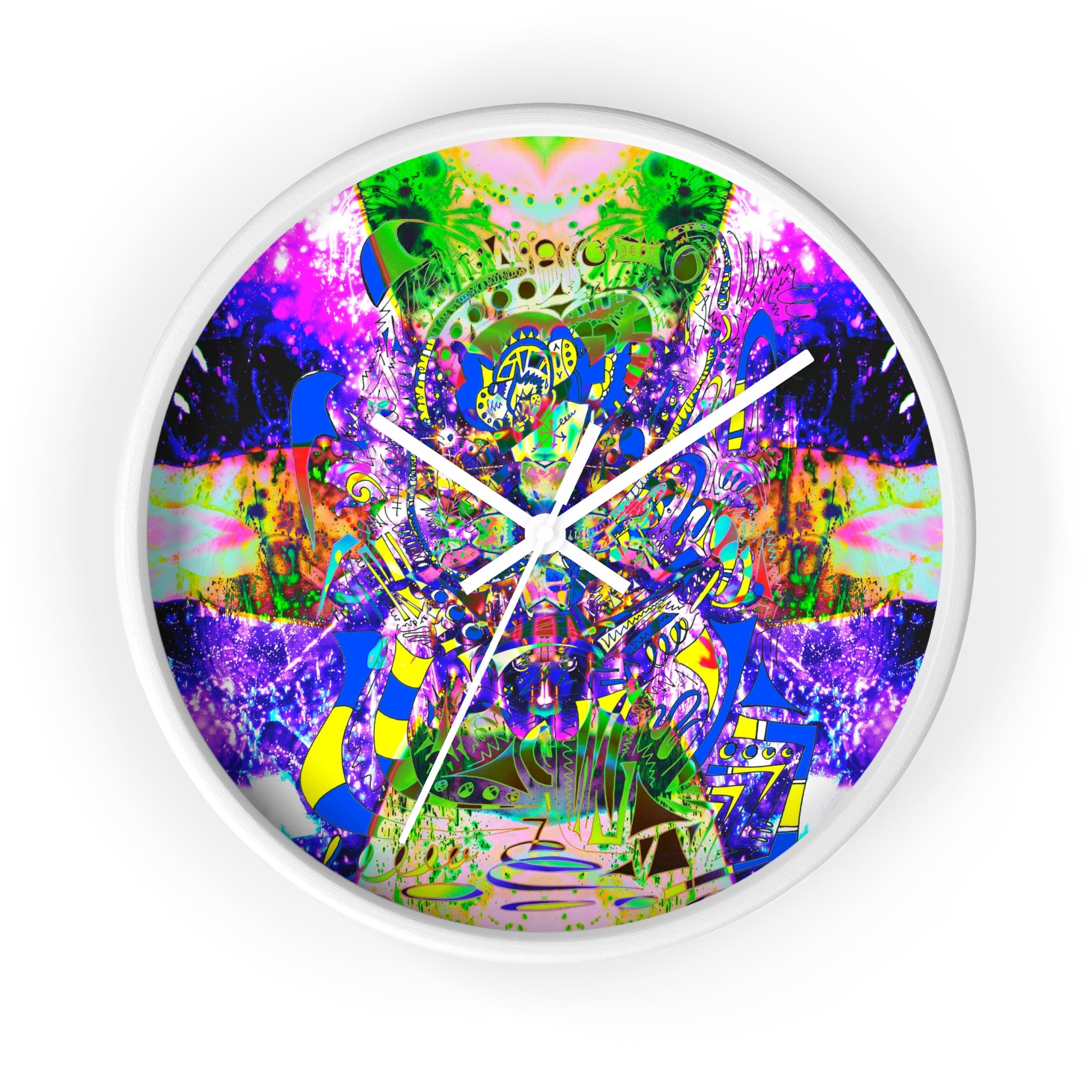 Alien Darkness 9 Wall Clock — Vibrant Neon Art Timepiece