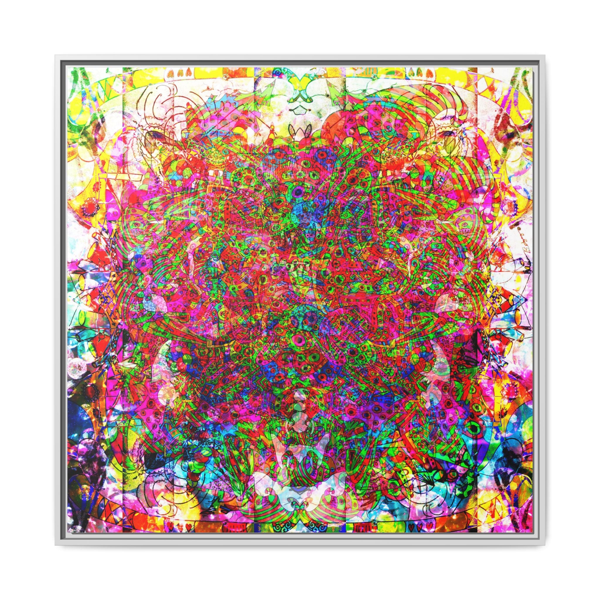 Neon Swirl Party Extravaganza Canvas Art — Vibrant Kaleidoscope Wall Print