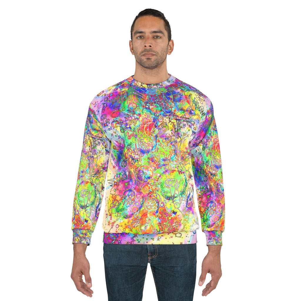 BAF Beautiful - Psychedelic Paint Splash Sweatshirt — Vibrant All-Over Print Crewneck