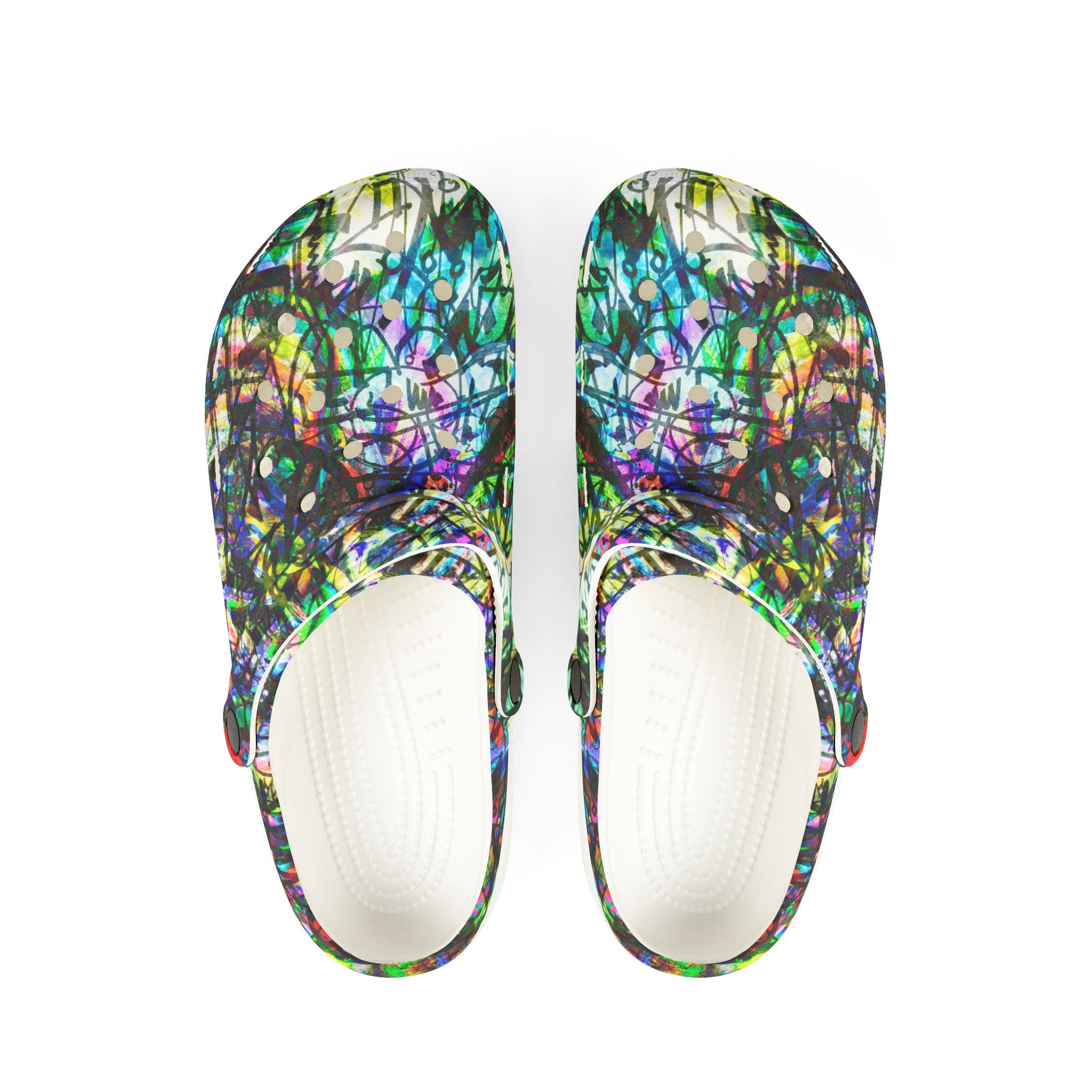 The Real Time Is Now 2015 - Abstract Colorful Garden EVA Foam Clogs — Lightweight Printed Slip-On Shoes