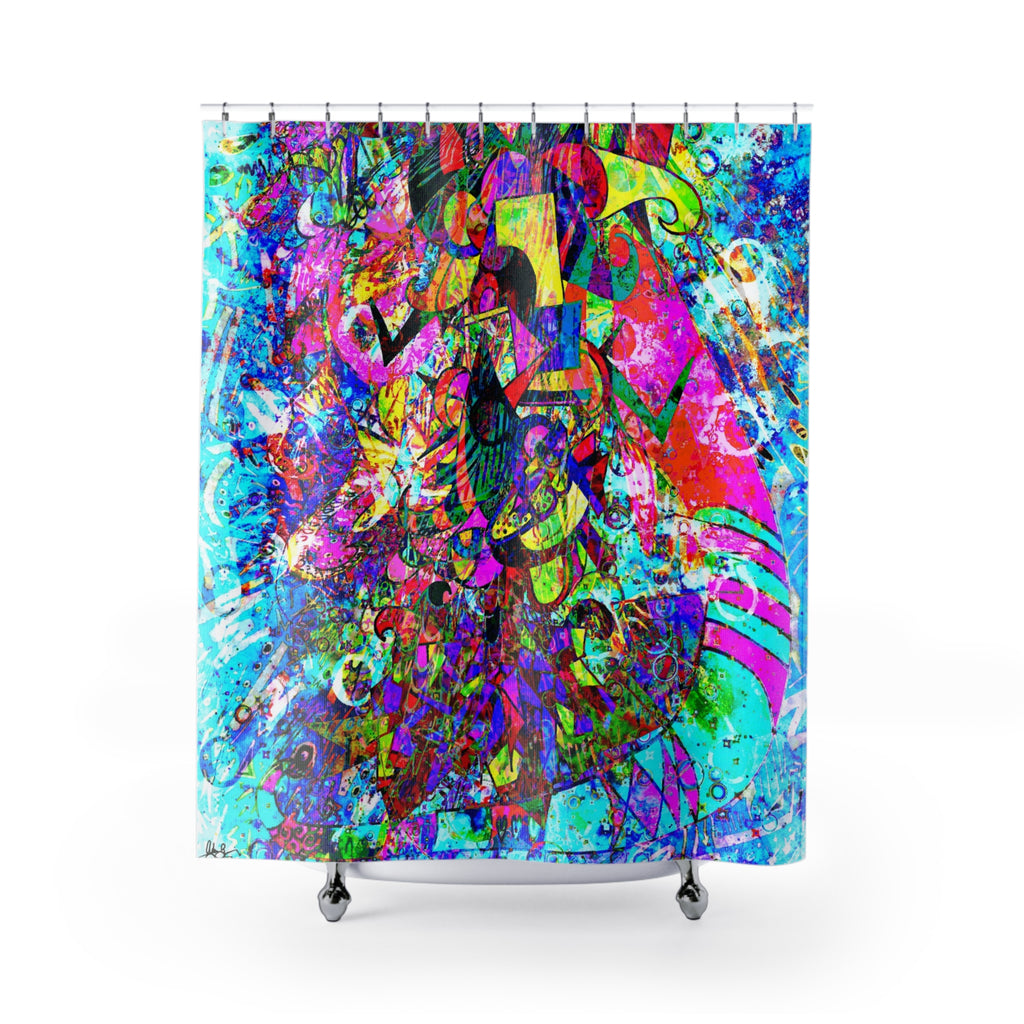 Love Monster - Abstract Neon Graffiti Shower Curtain