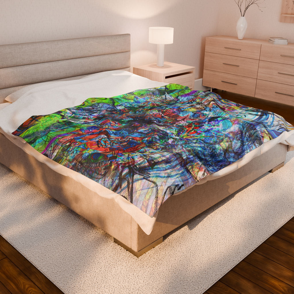 Now You're Stuck 44 Plush Blanket – Vibrant Psychedelic Throw for Home, Dorm & Gifts