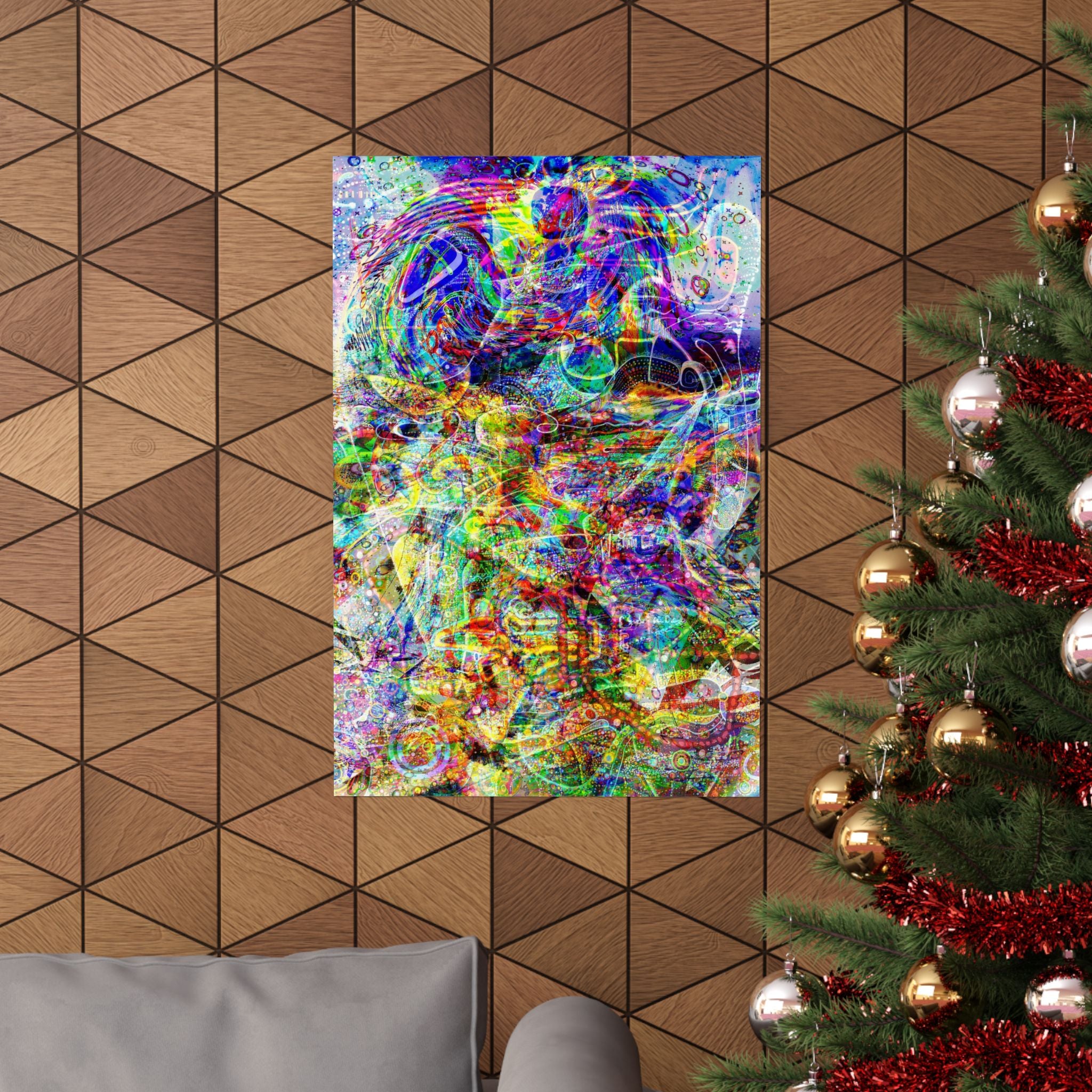 Barfing Golden Light (Collaboration with Vytas Sakalas) Vertical Poster — Vibrant Psychedelic Wall Art