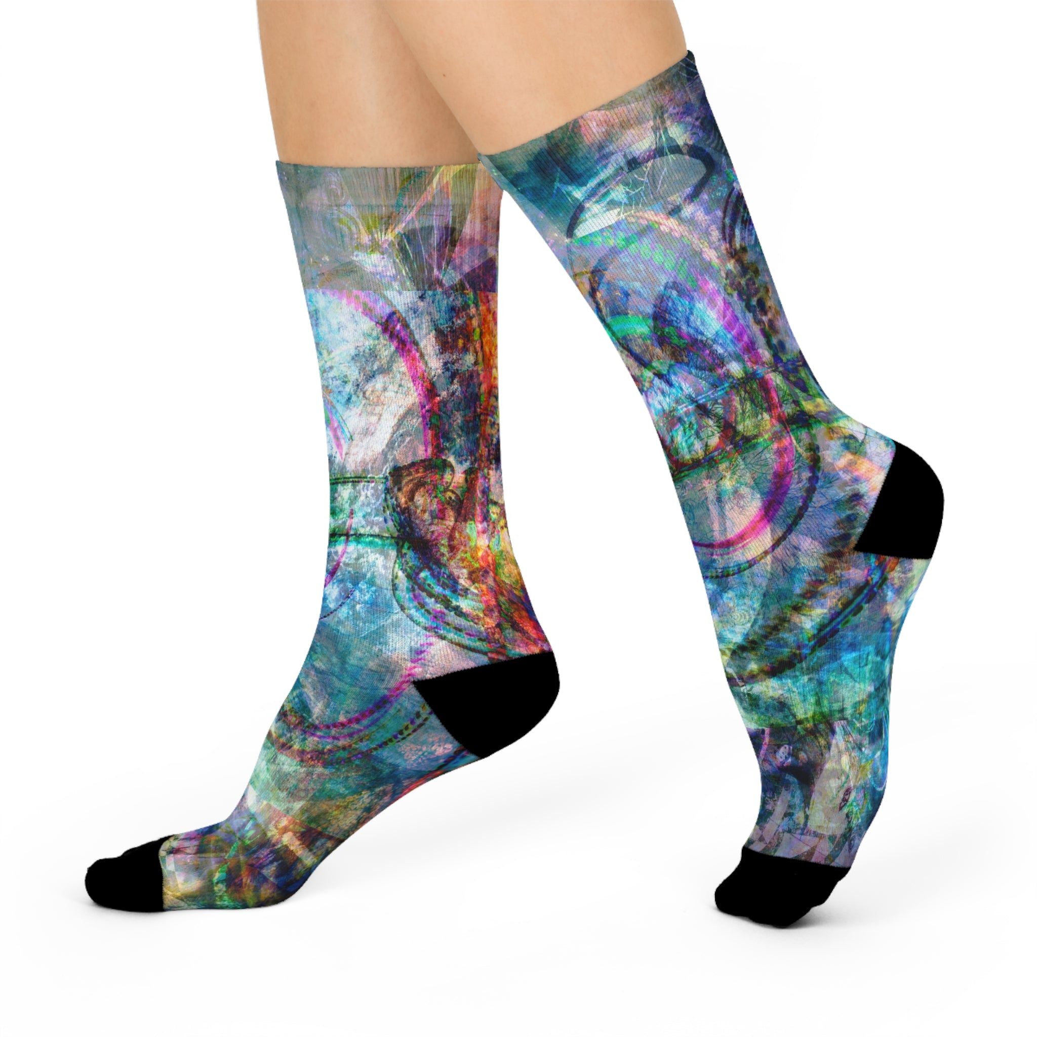 Mega Millions Crew Socks — Cushioned Colorful Swirl Design