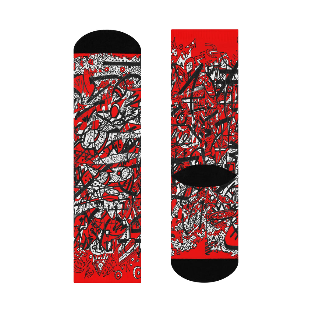 Nobody Touches Nothin' (Red Version 2) Cushioned Crew Socks