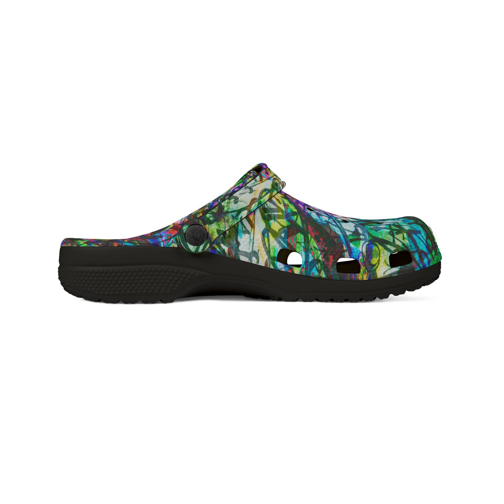 The Real Time Is Now 2015 - Abstract Colorful Garden EVA Foam Clogs — Lightweight Printed Slip-On Shoes