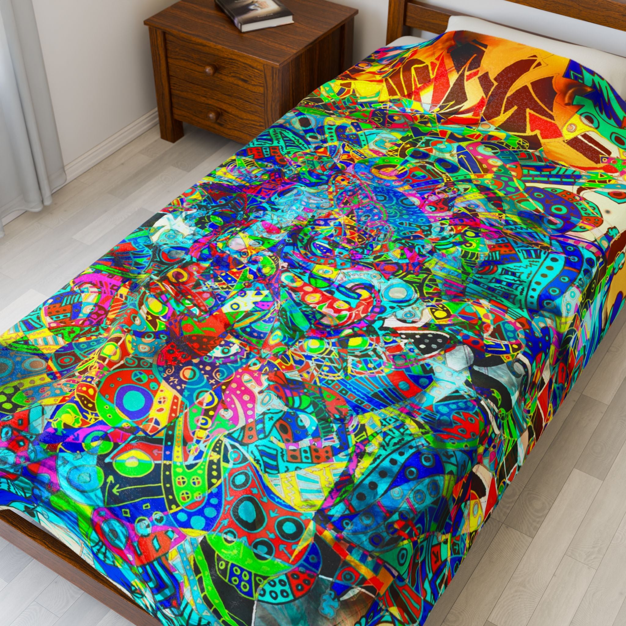 HYPERDIMENSIONAL SURFER Plush Blanket — Psychedelic Abstract Throw