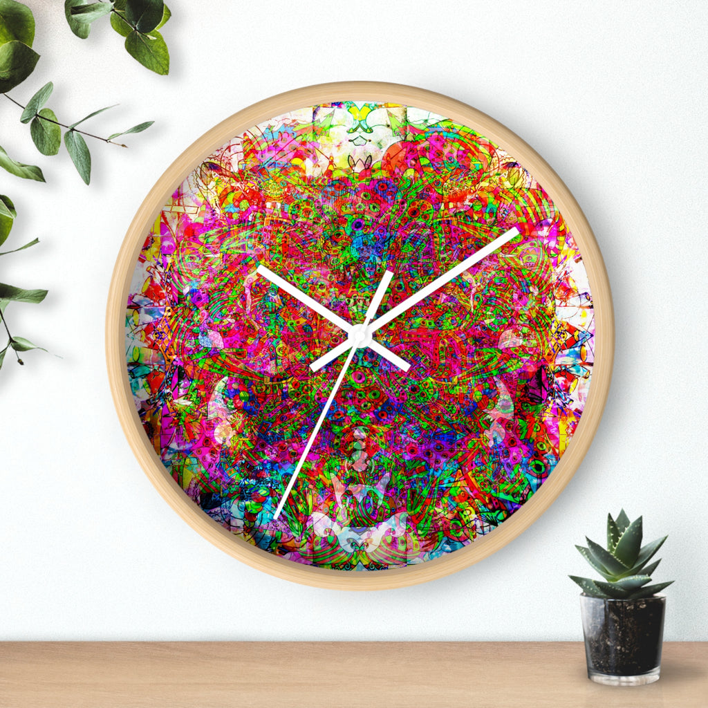 Neon Swirl Party Extravaganza Wall Clock — Colorful Psychedelic Art Timepiece