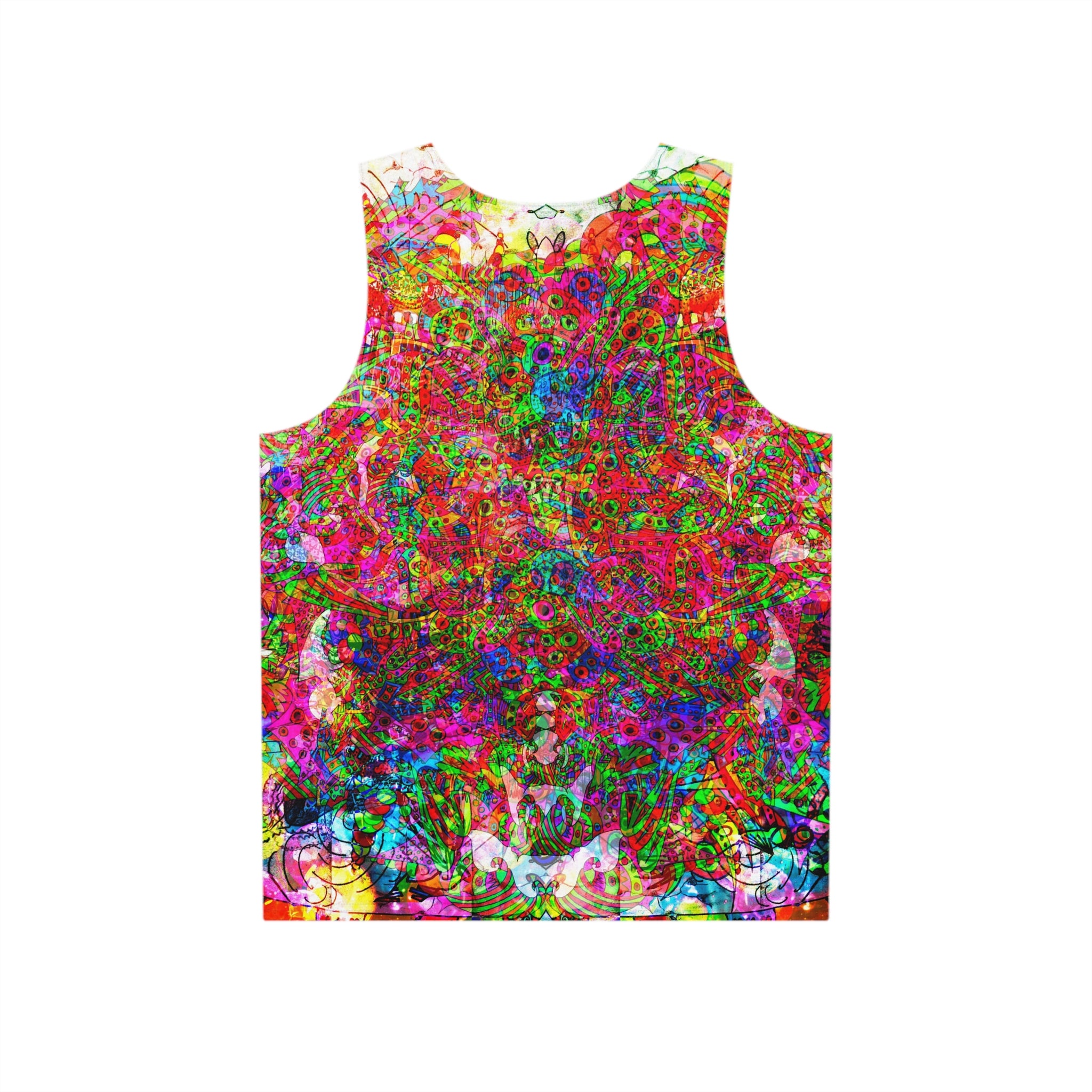 Neon Swirl Party Extravaganza - Psychedelic Floral Tank Top – Vibrant All-Over Print Men’s Tank