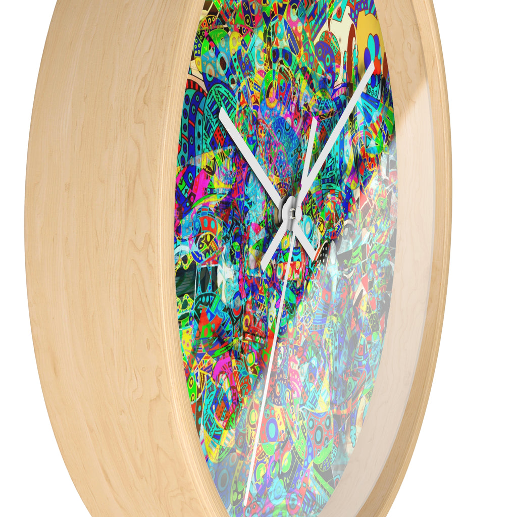HYPERDIMENSIONAL SURFER - Psychedelic Abstract Wall Clock — Vibrant Colorful Mandala Design