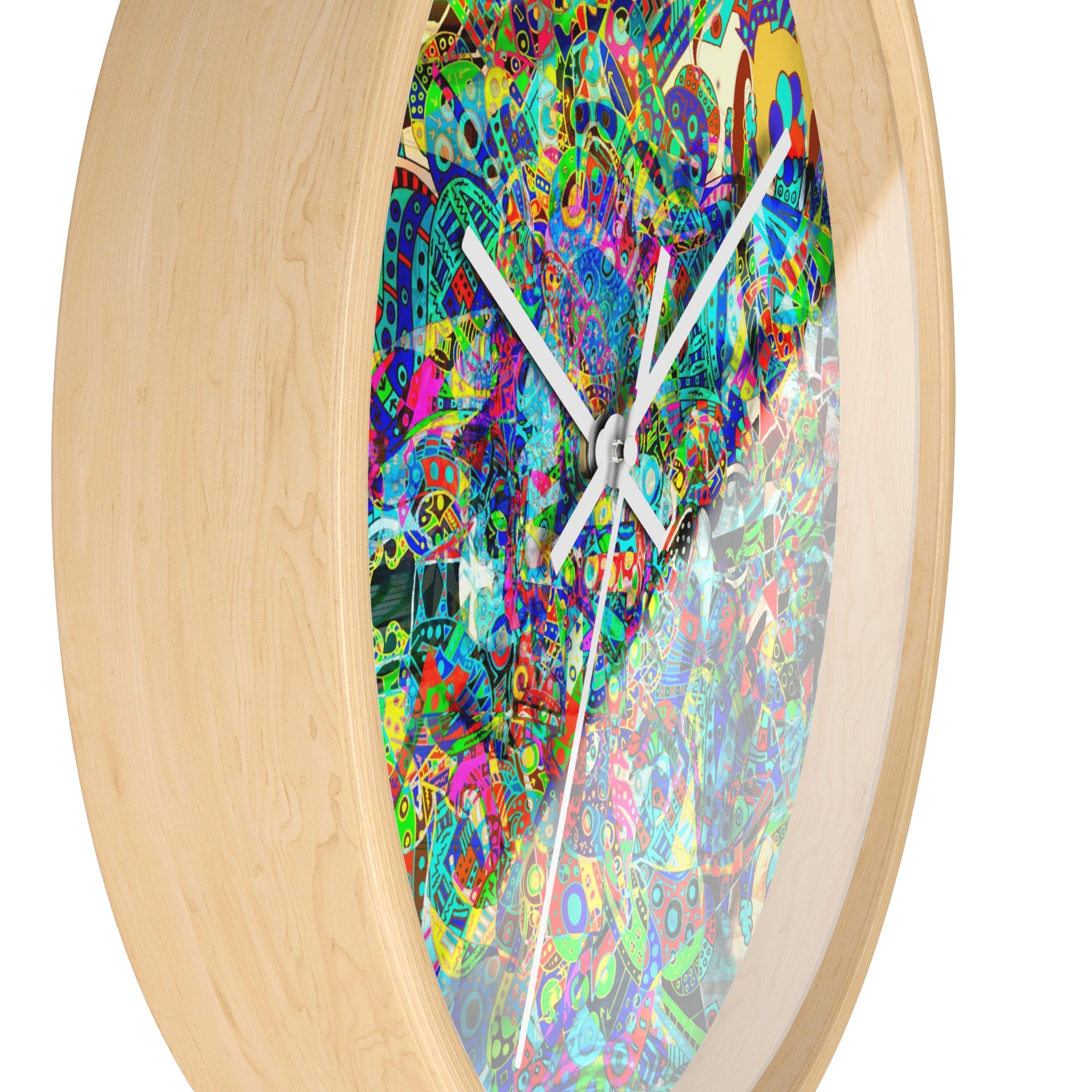 HYPERDIMENSIONAL SURFER - Psychedelic Abstract Wall Clock — Vibrant Colorful Mandala Design