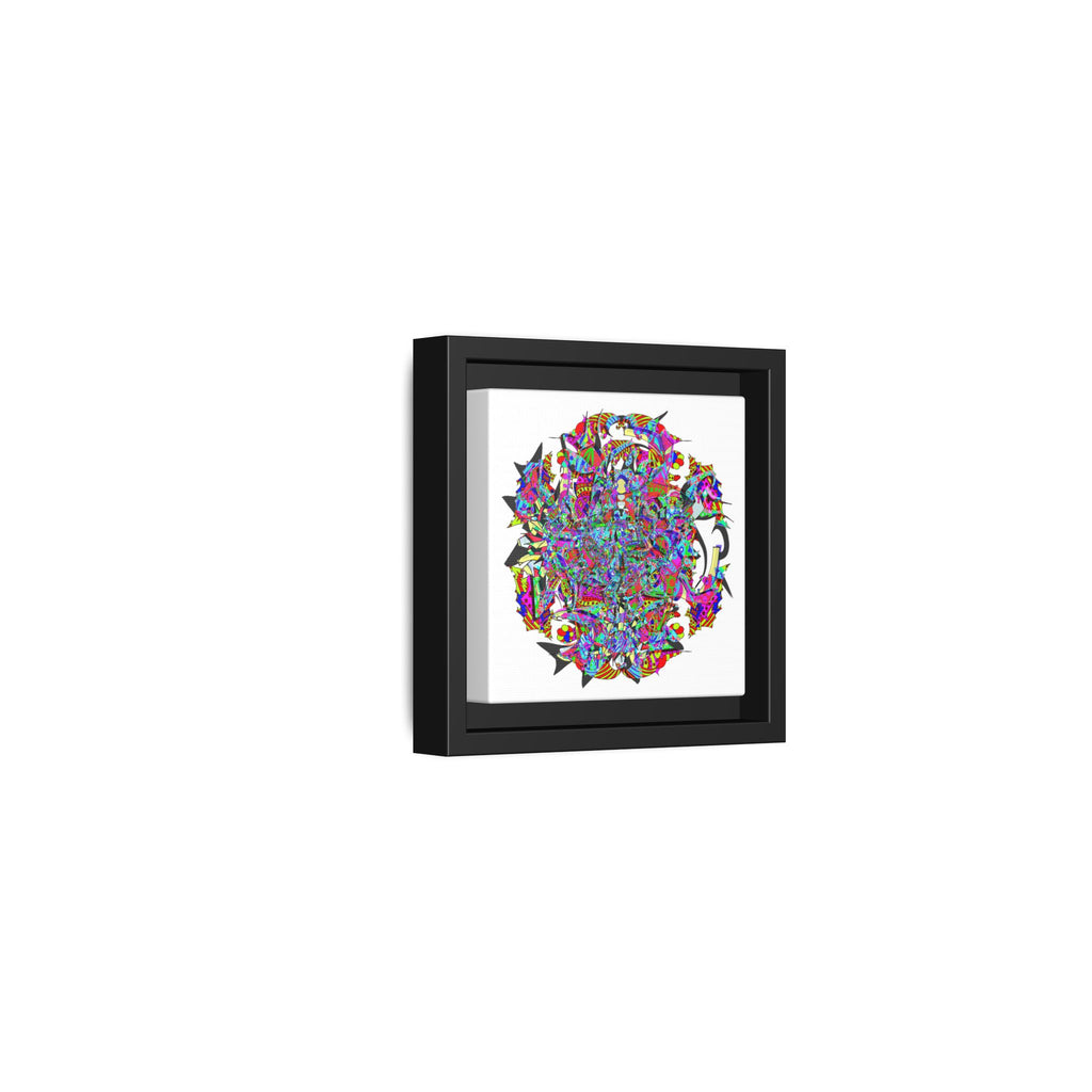 Neon Waffle Monster 12 Framed Canvas Art — Psychedelic Geometric Wall Print