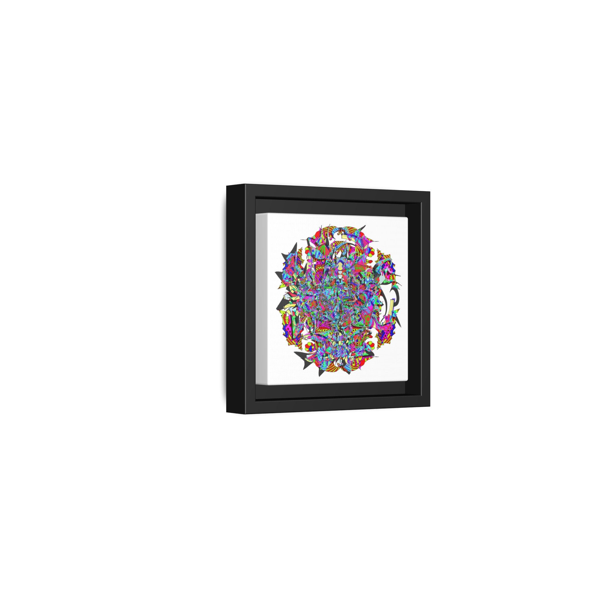 Neon Waffle Monster 12 Framed Canvas Art — Psychedelic Geometric Wall Print