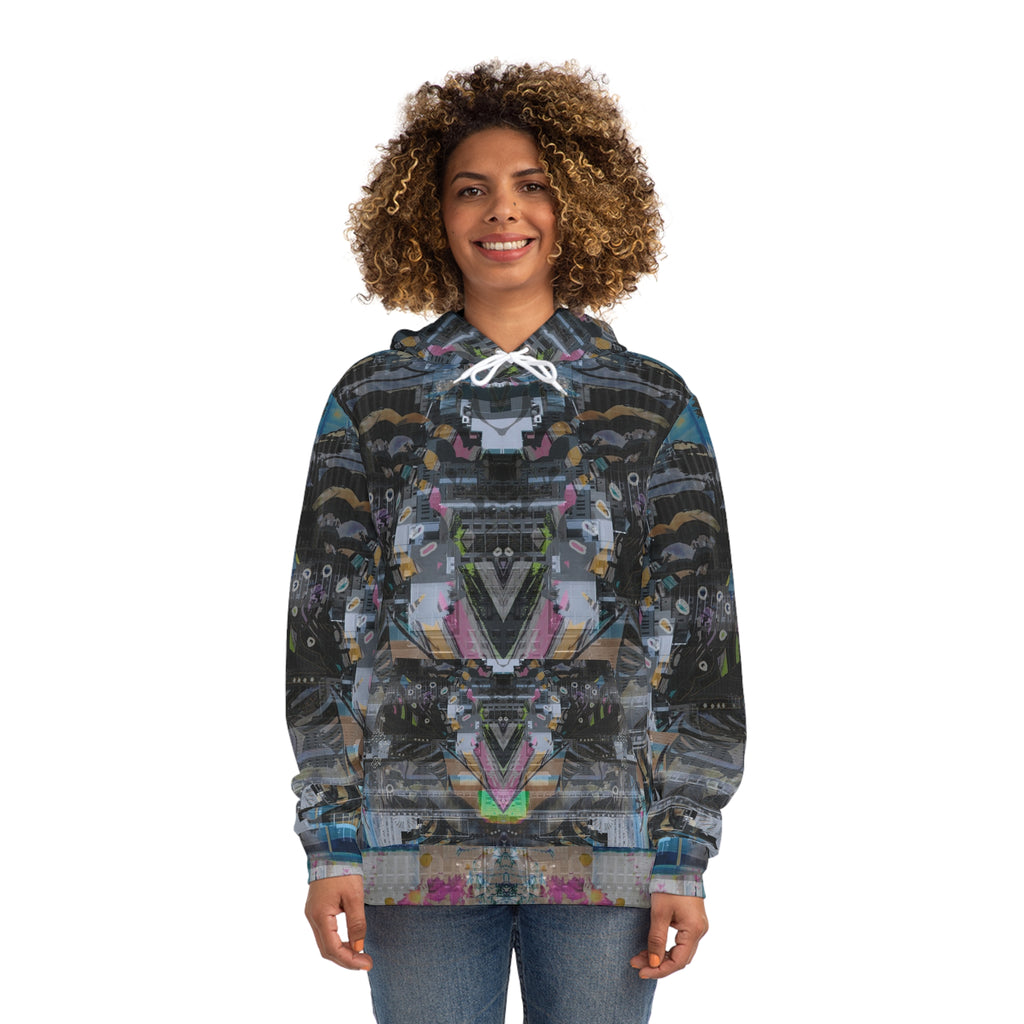 Novelty 131 - Abstract Urban Collage Hoodie — Symmetrical Graffiti AOP Pullover