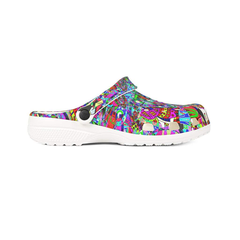 Neon Waffle Monster 12 Colorful Abstract Garden Clogs — EVA Foam Slip-On Shoes