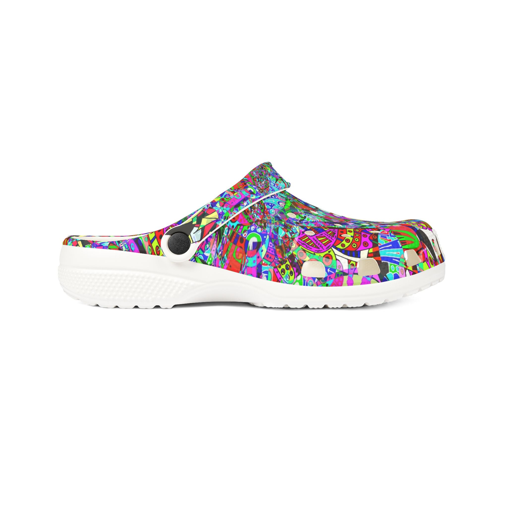 Neon Waffle Monster 12 Colorful Abstract Garden Clogs — EVA Foam Slip-On Shoes
