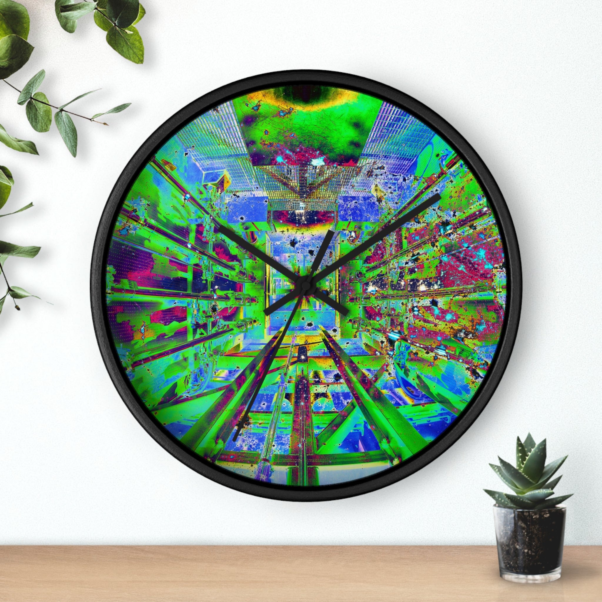 Hyperspace Room 22 Wall Clock — Abstract Retro Futurism Timepiece