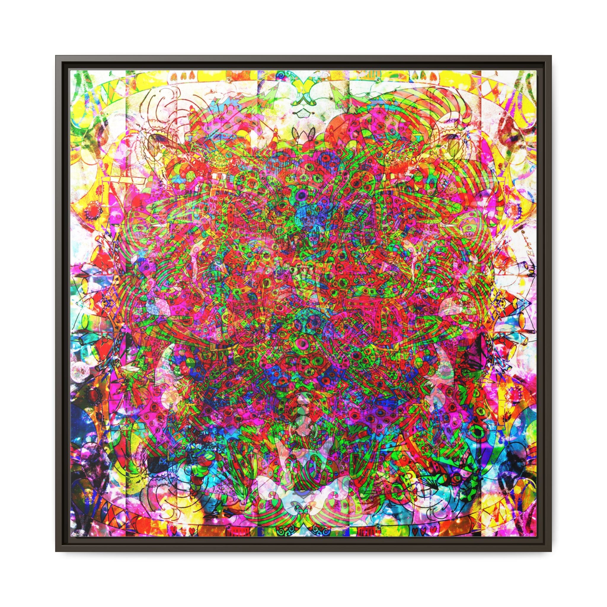 Neon Swirl Party Extravaganza Canvas Art — Vibrant Kaleidoscope Wall Print
