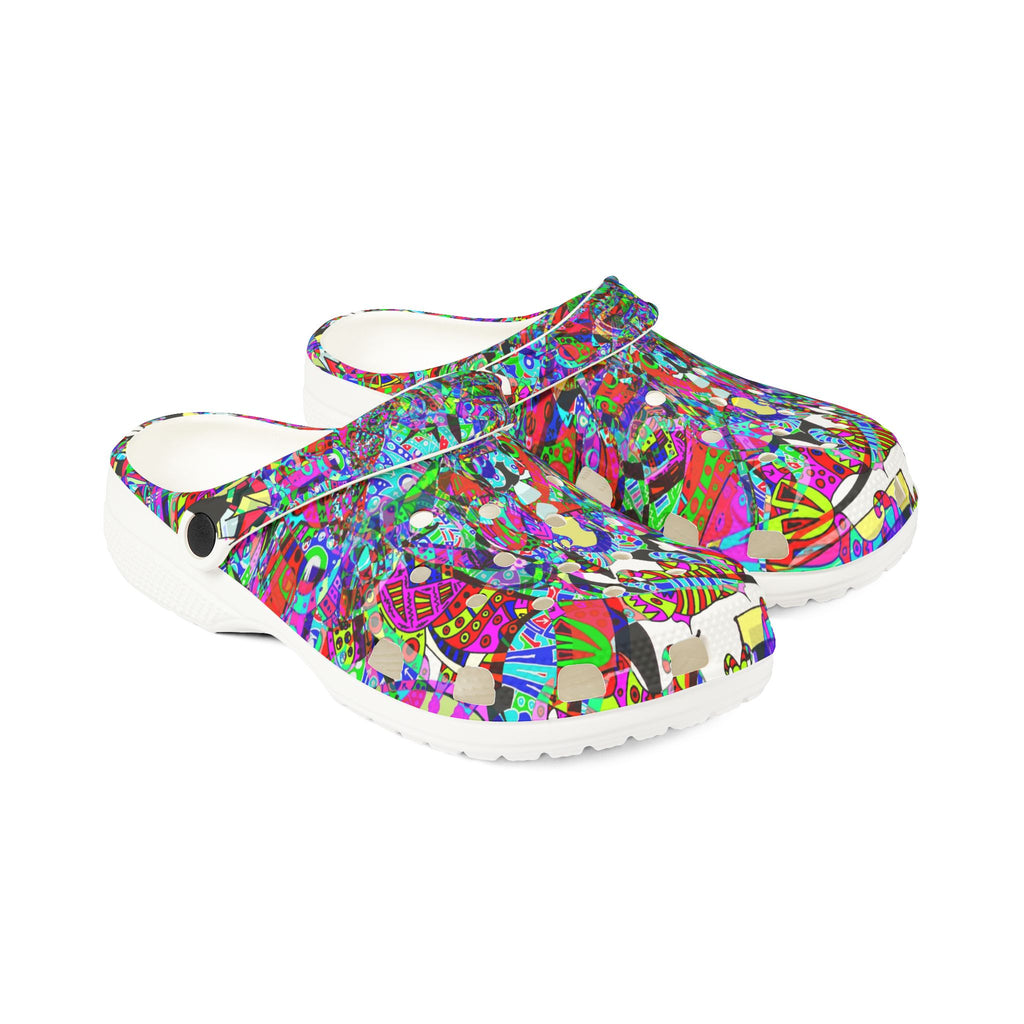 Neon Waffle Monster 12 Colorful Abstract Garden Clogs — EVA Foam Slip-On Shoes