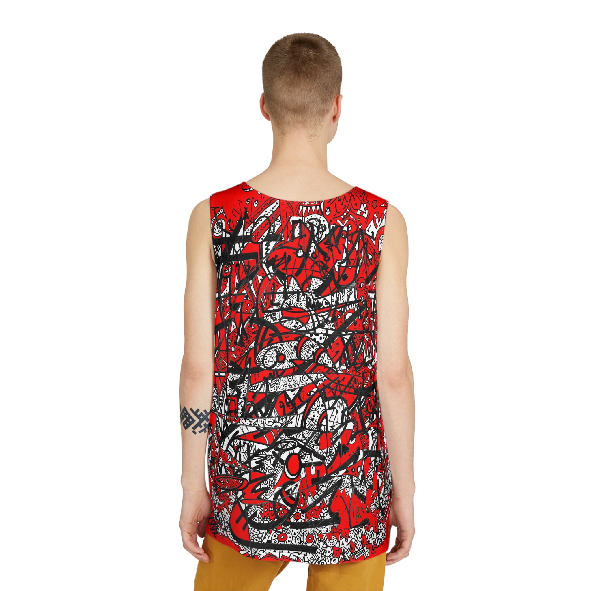 Nobody Touches Nothin' - Red Graffiti Abstract Tank Top — All-Over Print Streetwear