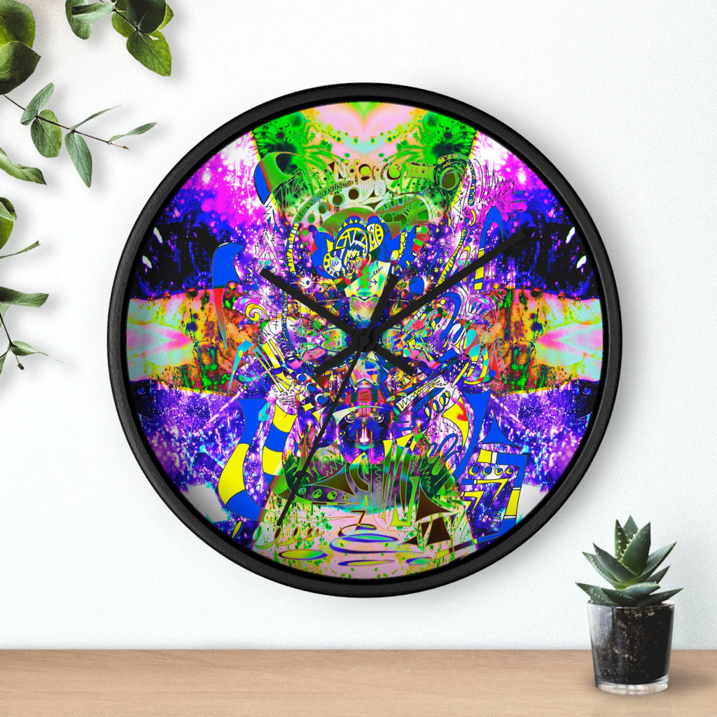 Alien Darkness 9 Wall Clock — Vibrant Neon Art Timepiece