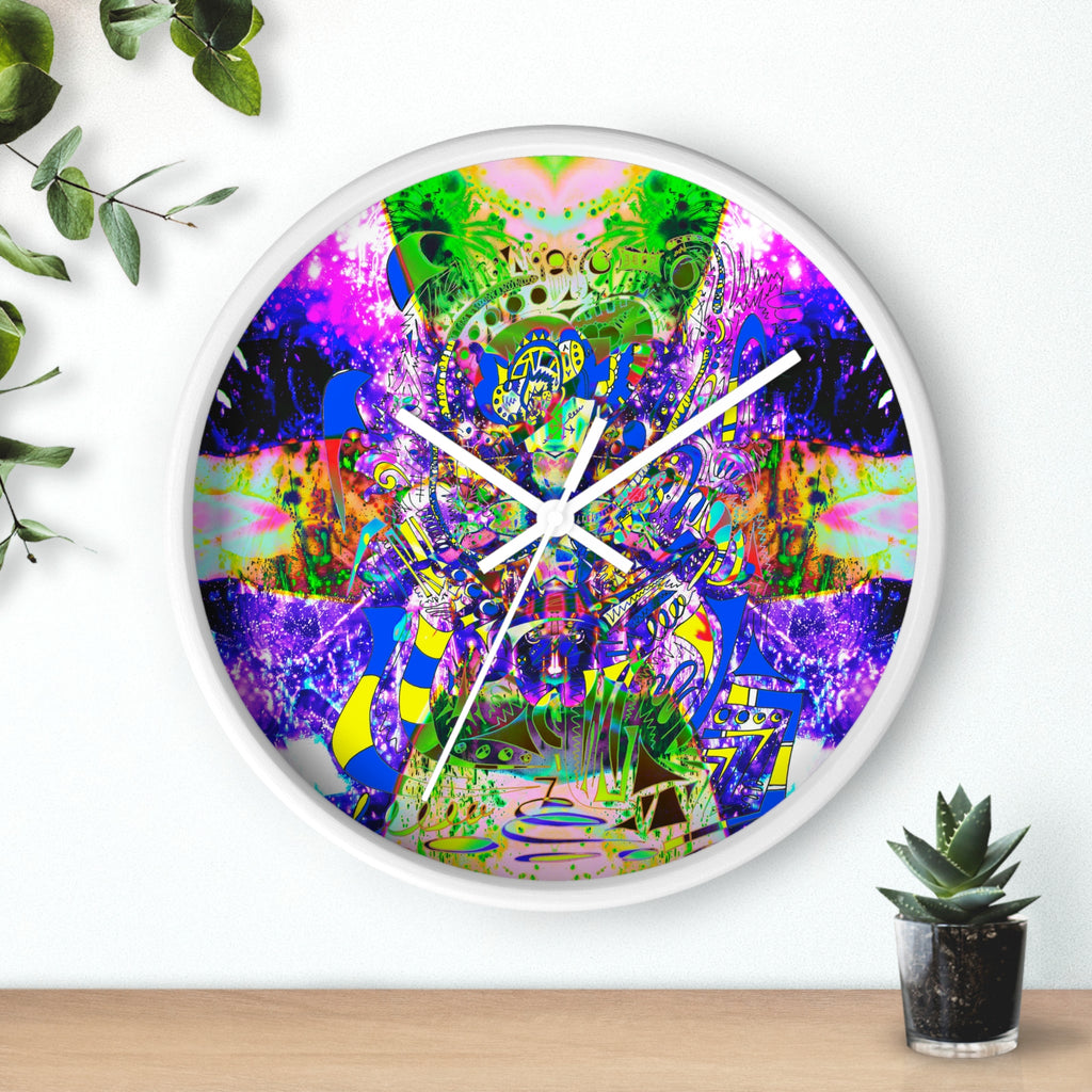 Alien Darkness 9 Wall Clock — Vibrant Neon Art Timepiece