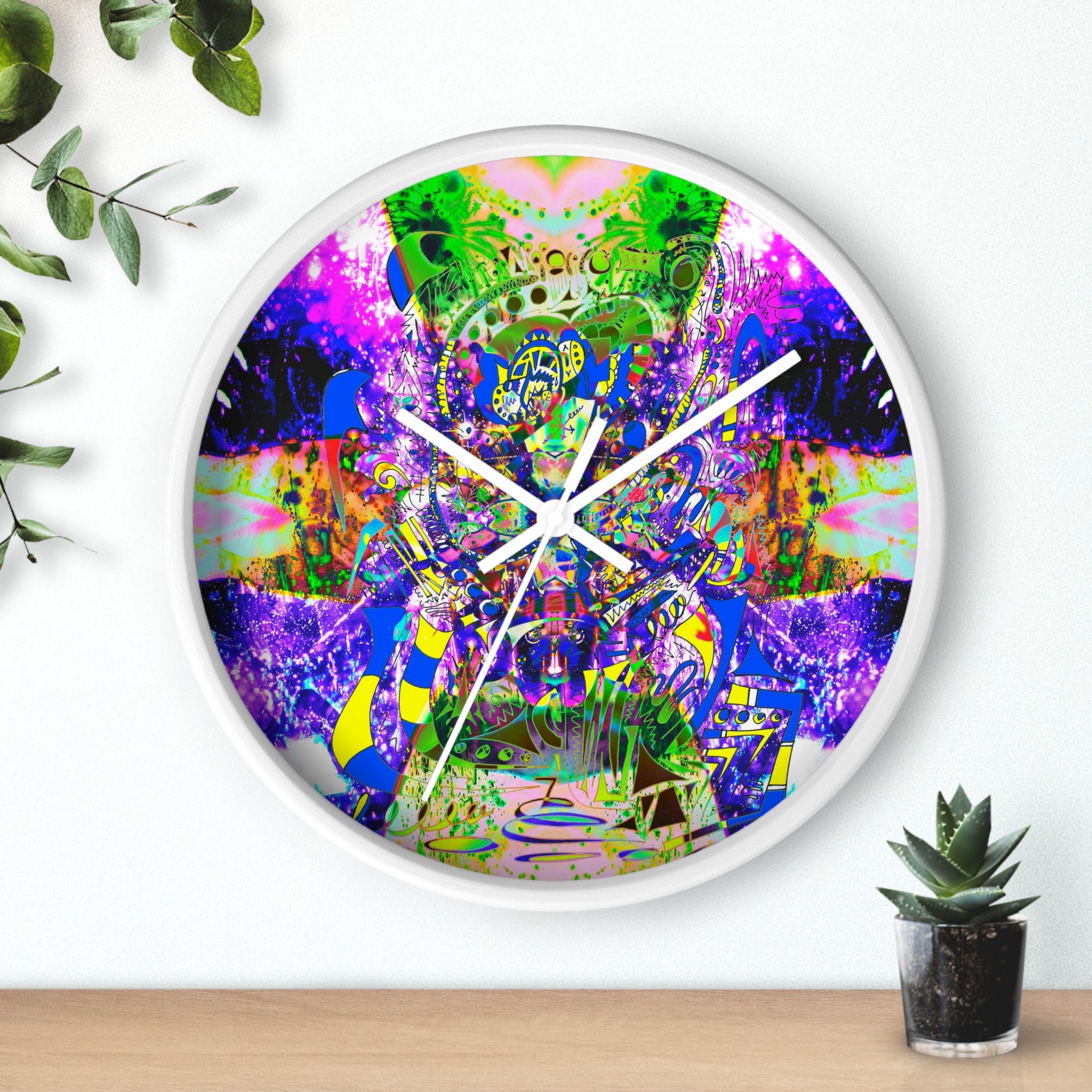 Alien Darkness 9 Wall Clock — Vibrant Neon Art Timepiece