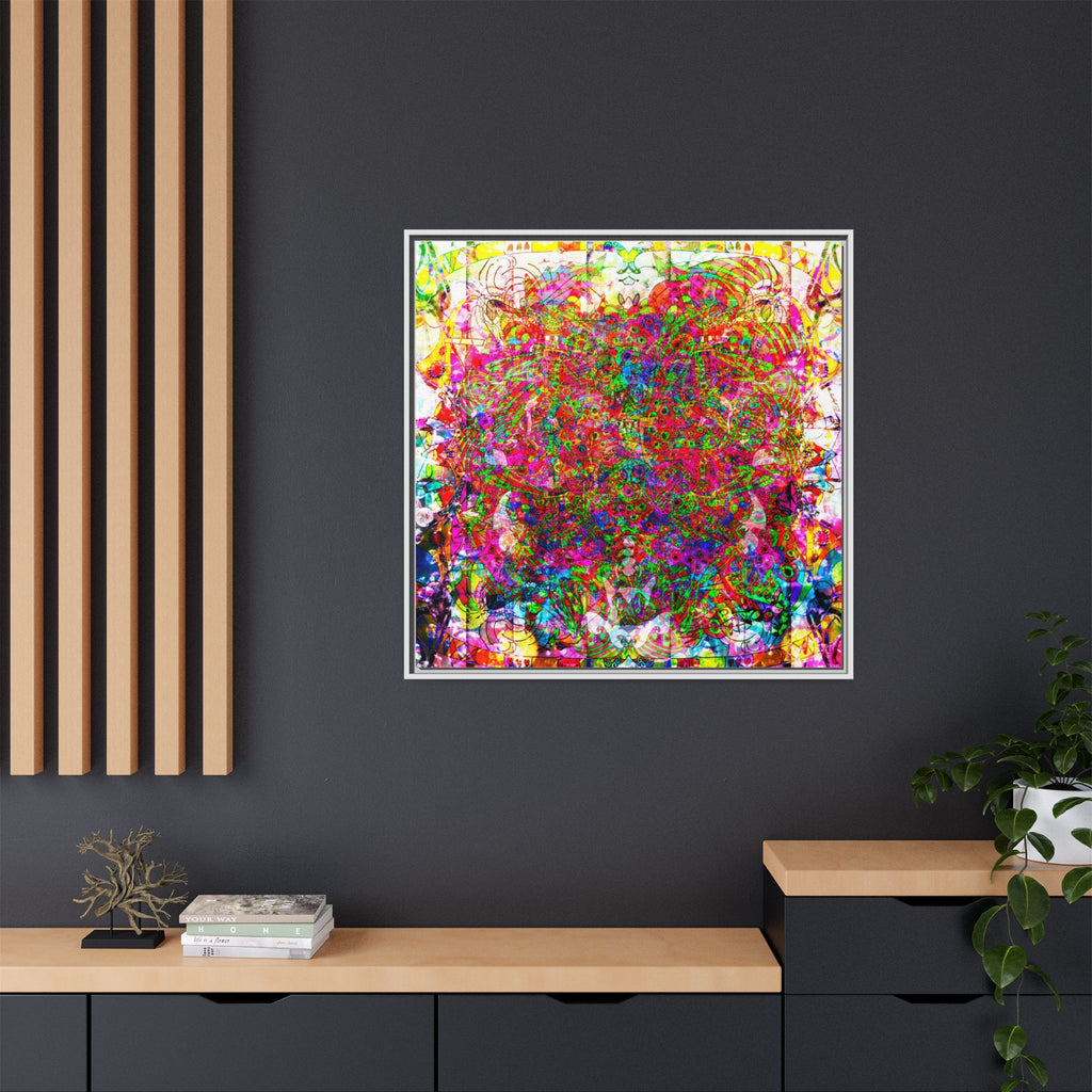 Neon Swirl Party Extravaganza Canvas Art — Vibrant Kaleidoscope Wall Print