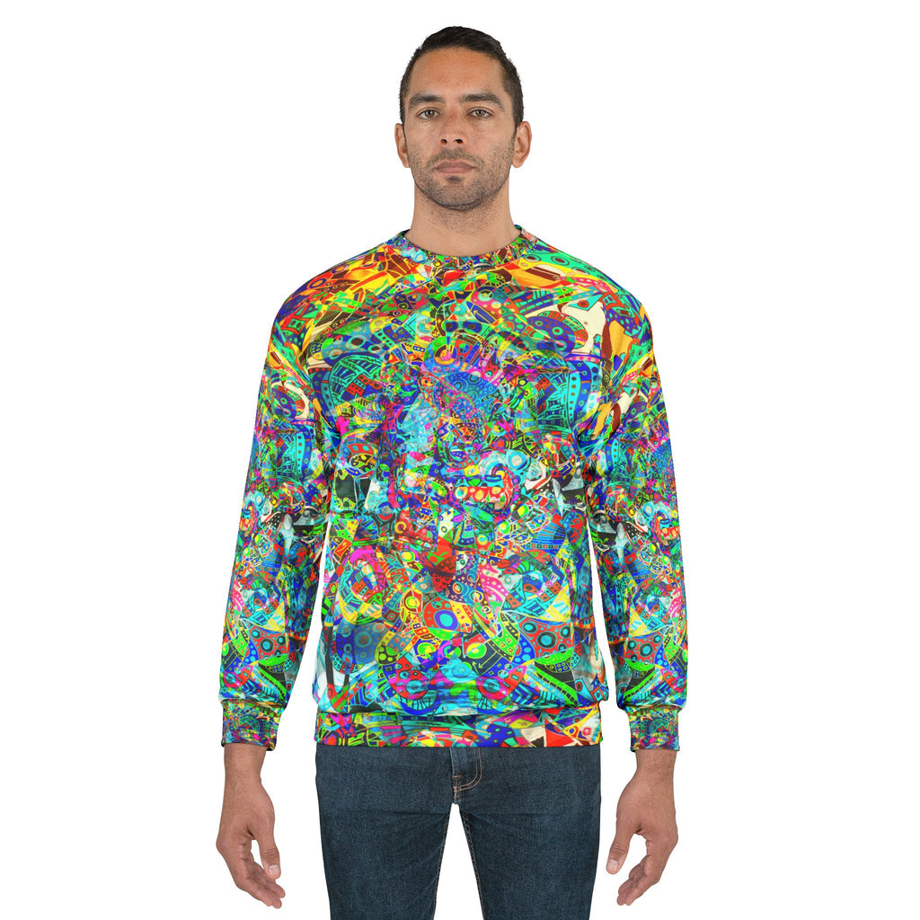 HYPERDIMENSIONAL SURFER - Psychedelic Abstract All-Over Print Sweatshirt