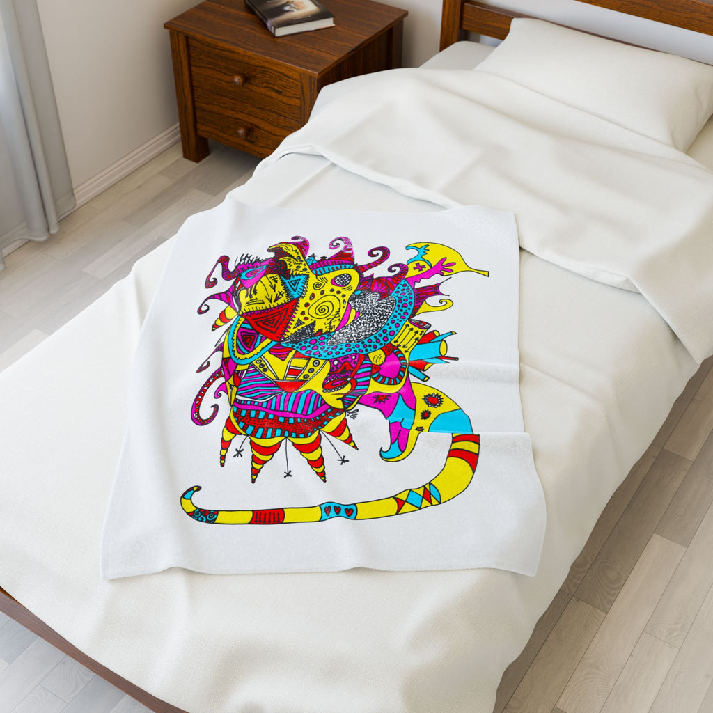 Neon Masquerade Plush Blanket — Bright Boho Throw