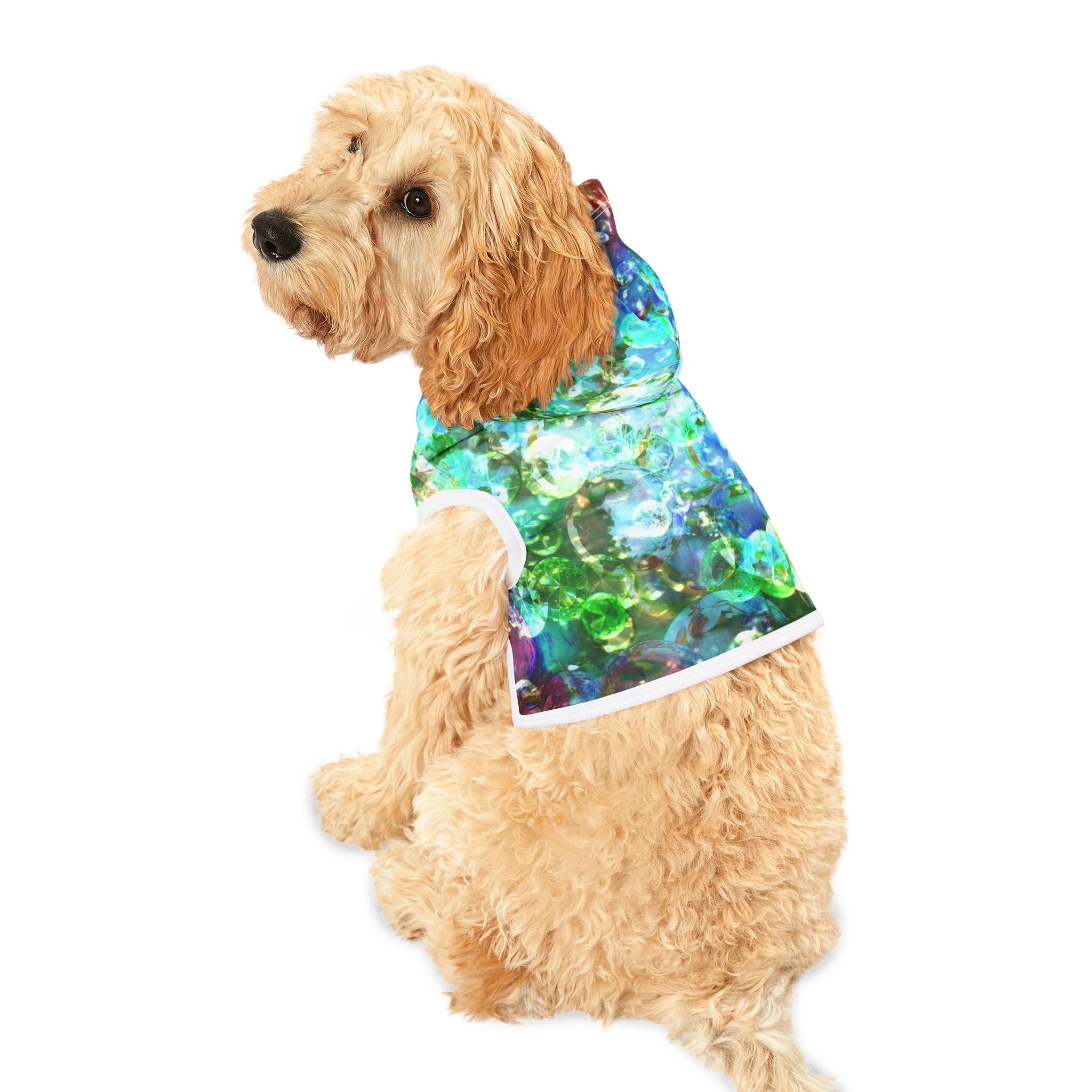 Bubbles Galore 7 Pet Hoodie — Aqua Blue Bubble Print Dog & Cat Hoodie