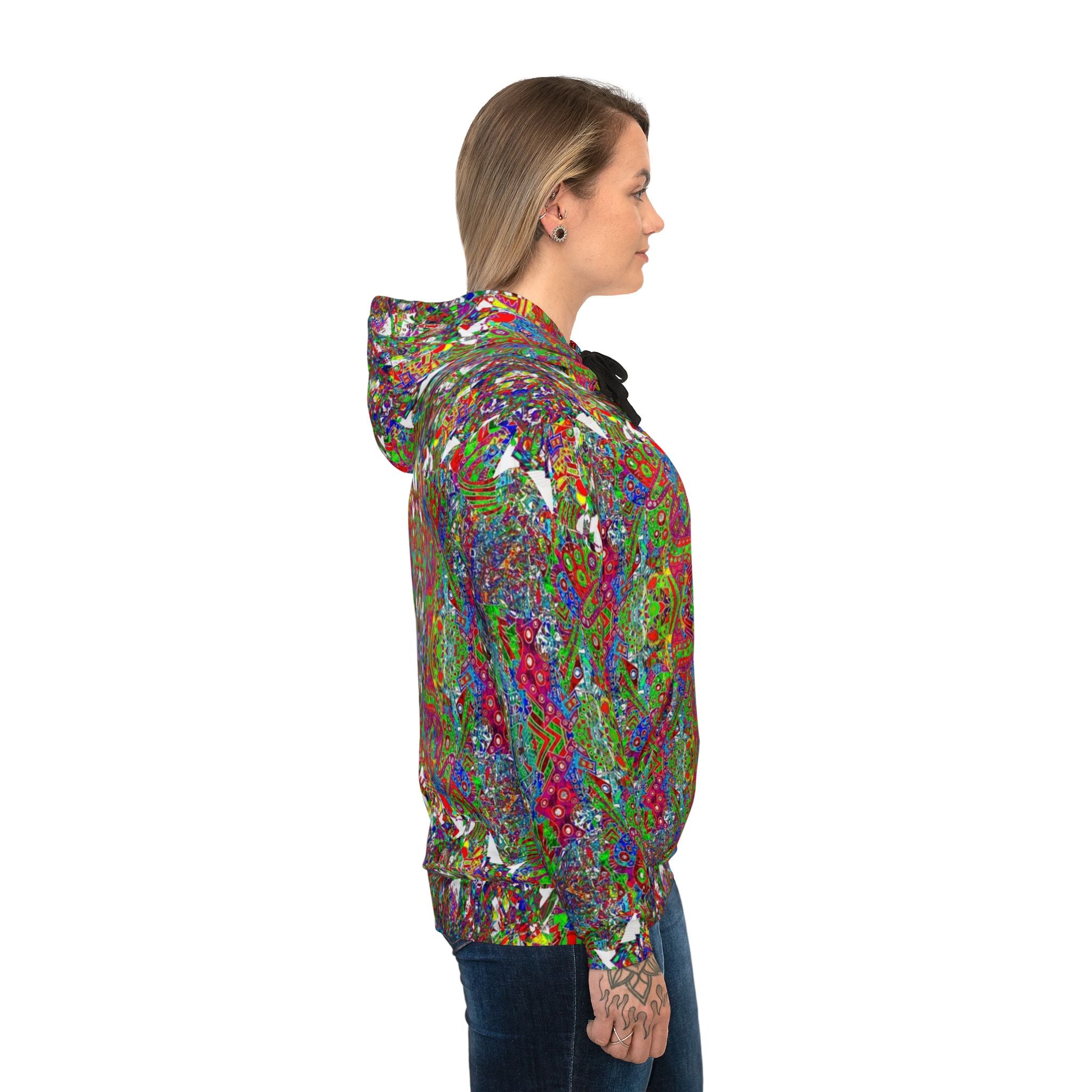 D Tizzle Athletic Hoodie — All-Over Print Vibrant Pattern