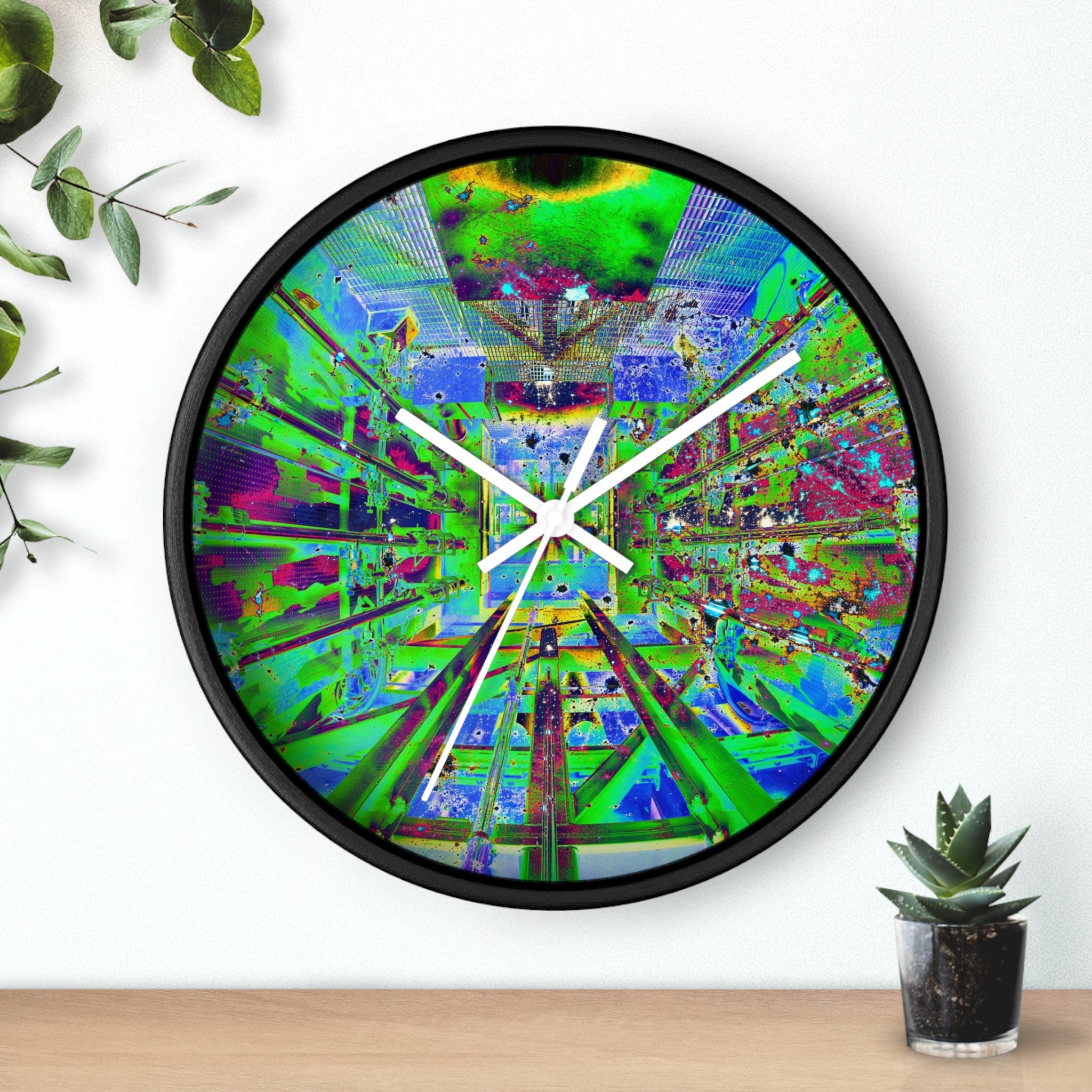 Hyperspace Room 22 Wall Clock — Abstract Retro Futurism Timepiece