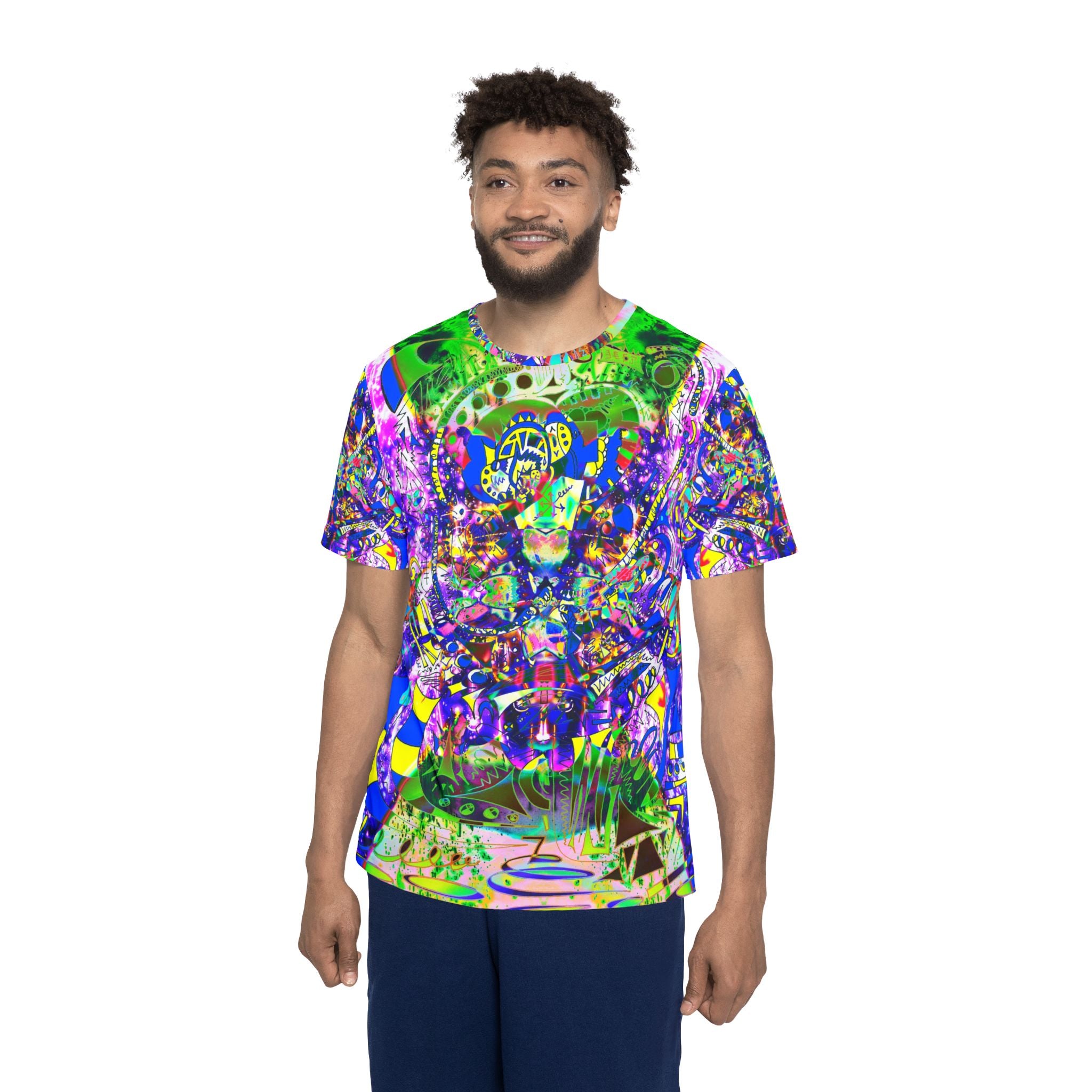 Alien Darkness 9 Psychedelic All-Over Print Men’s Jersey — Neon Abstract Love