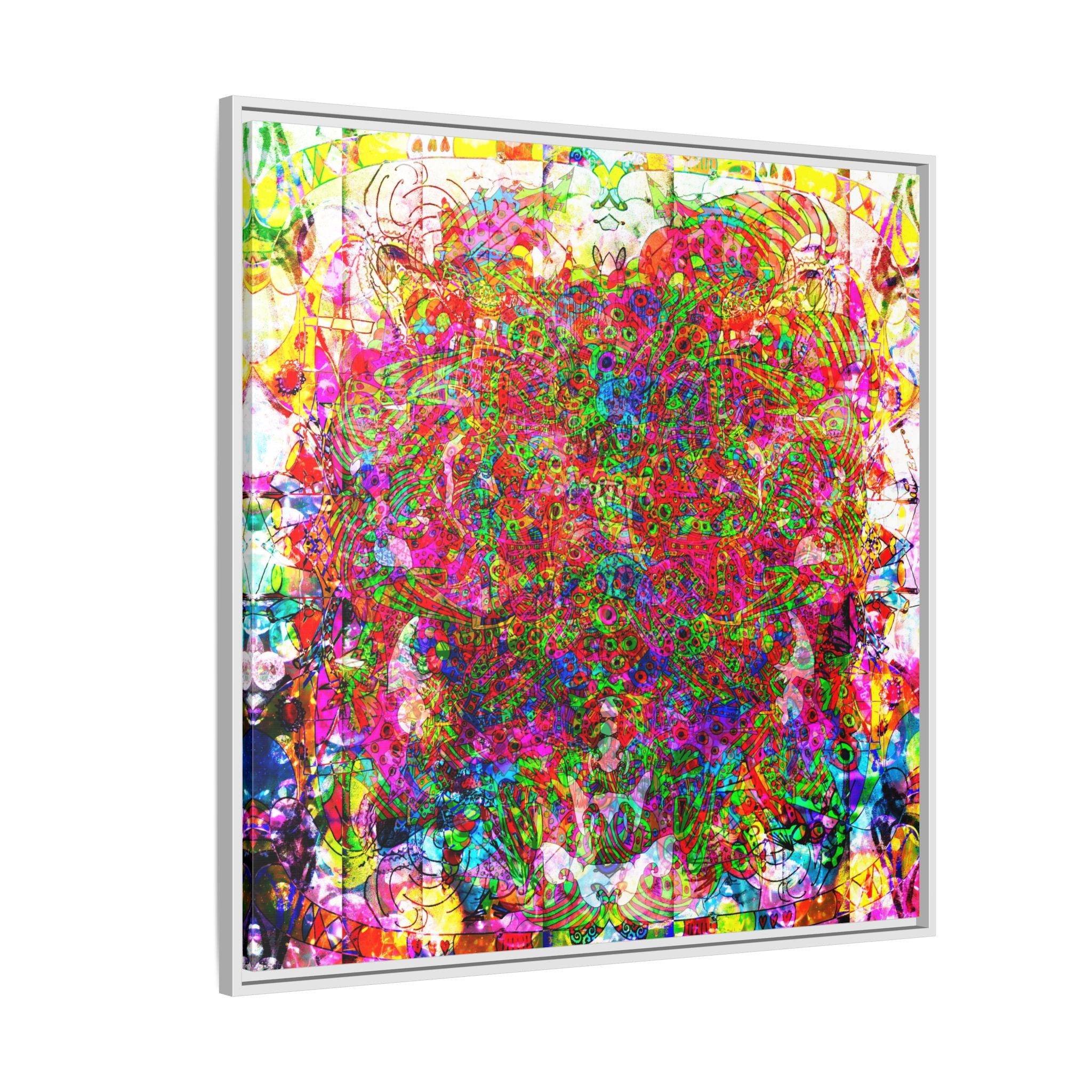 Neon Swirl Party Extravaganza Canvas Art — Vibrant Kaleidoscope Wall Print