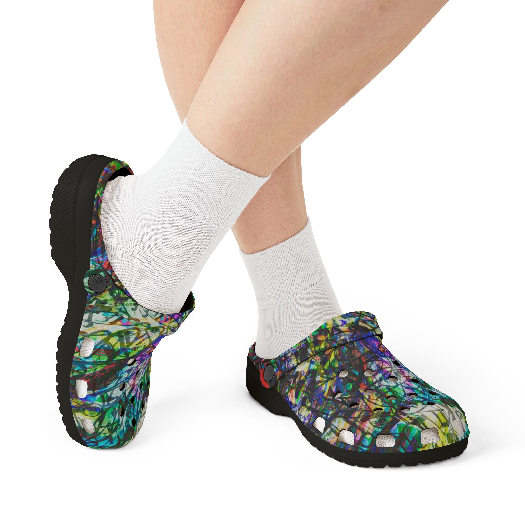 The Real Time Is Now 2015 - Abstract Colorful Garden EVA Foam Clogs — Lightweight Printed Slip-On Shoes