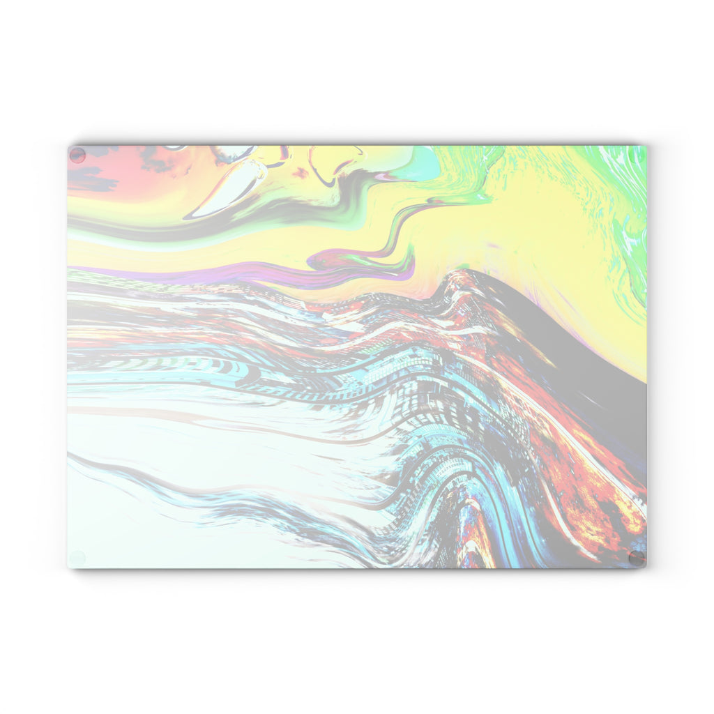 Slip And Slide Glass Cutting Board — Vibrant Marbleized Kitchen Prep Surface